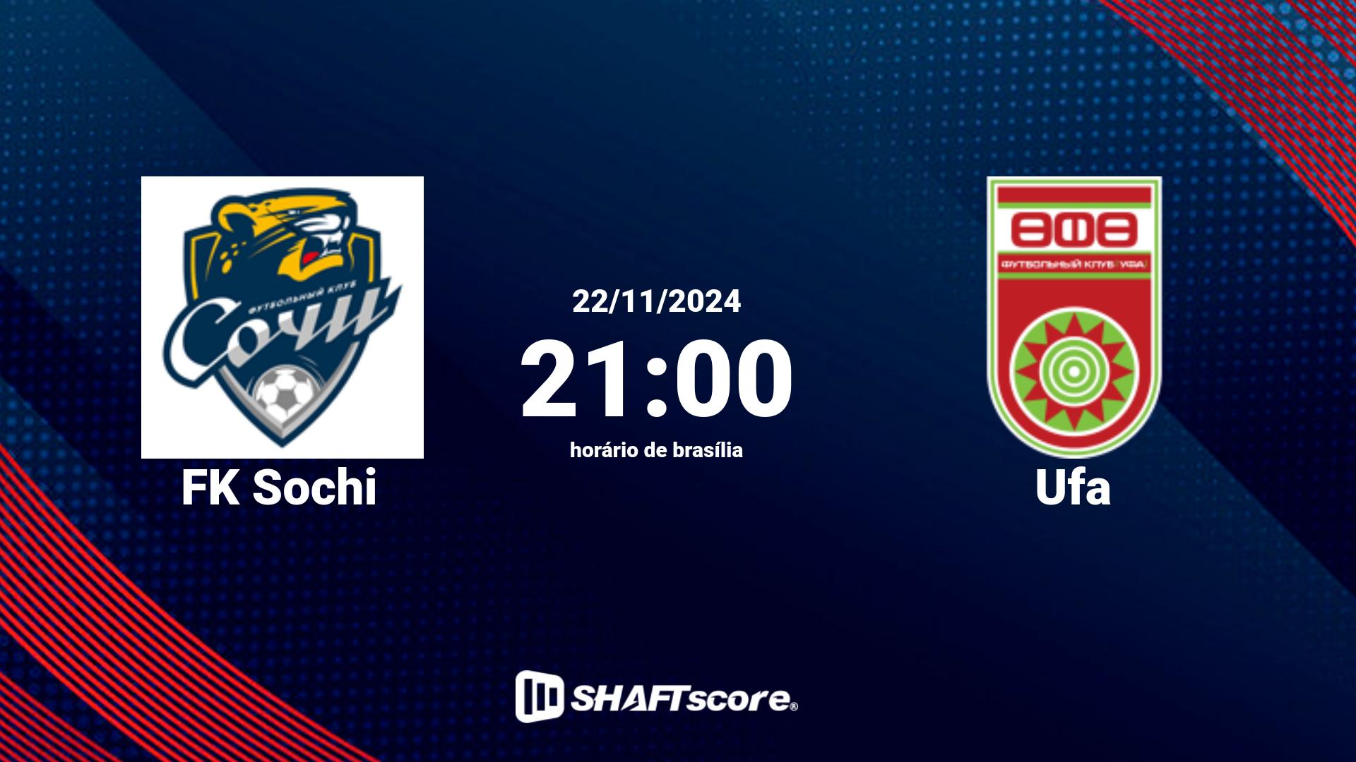 Estatísticas do jogo FK Sochi vs Ufa 22.11 21:00