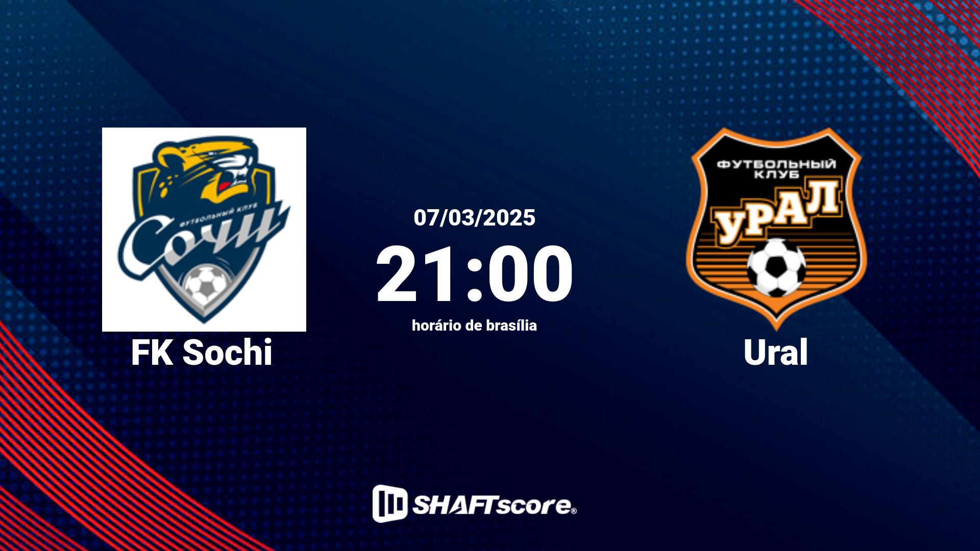 Estatísticas do jogo FK Sochi vs Ural 07.03 21:00