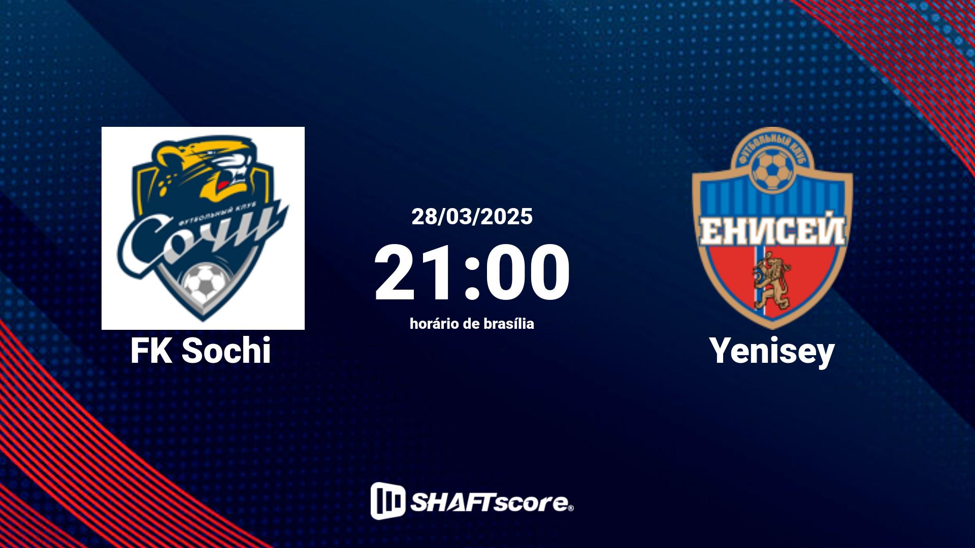 Estatísticas do jogo FK Sochi vs Yenisey 28.03 21:00