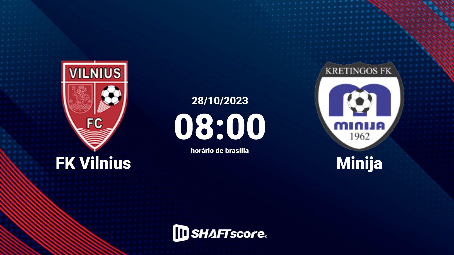 Estatísticas do jogo FK Vilnius vs Minija 28.10 08:00