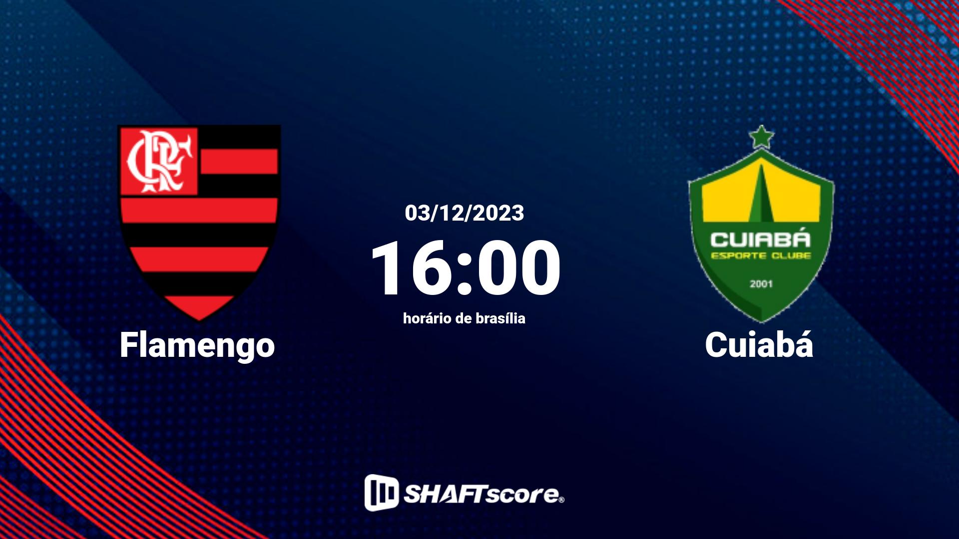 Estatísticas do jogo Flamengo vs Cuiabá 03.12 16:00