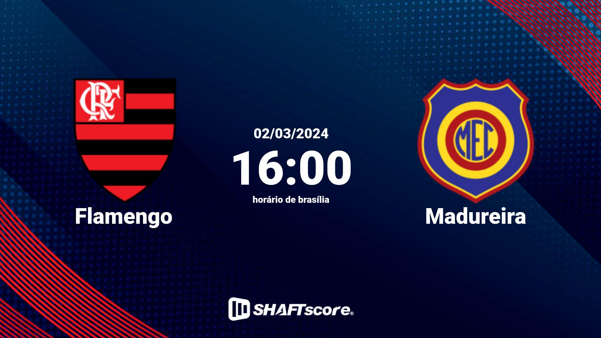 Estatísticas do jogo Flamengo vs Madureira 02.03 16:00