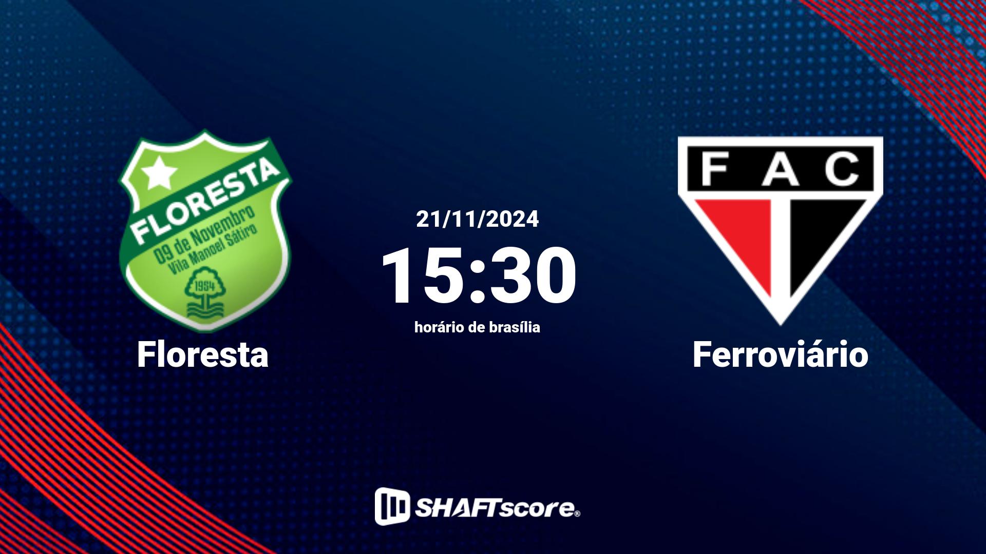 Estatísticas do jogo Floresta vs Ferroviário 21.11 15:30