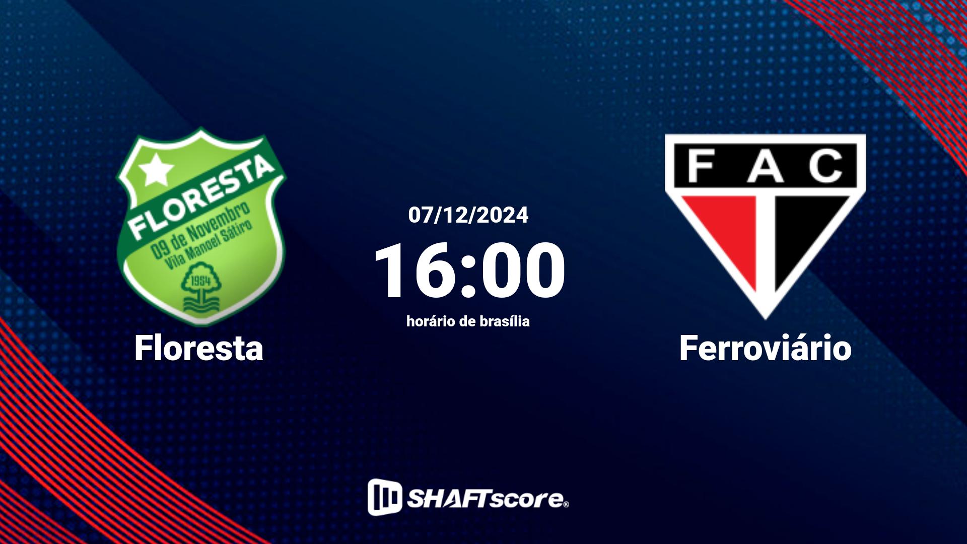 Estatísticas do jogo Floresta vs Ferroviário 07.12 16:00