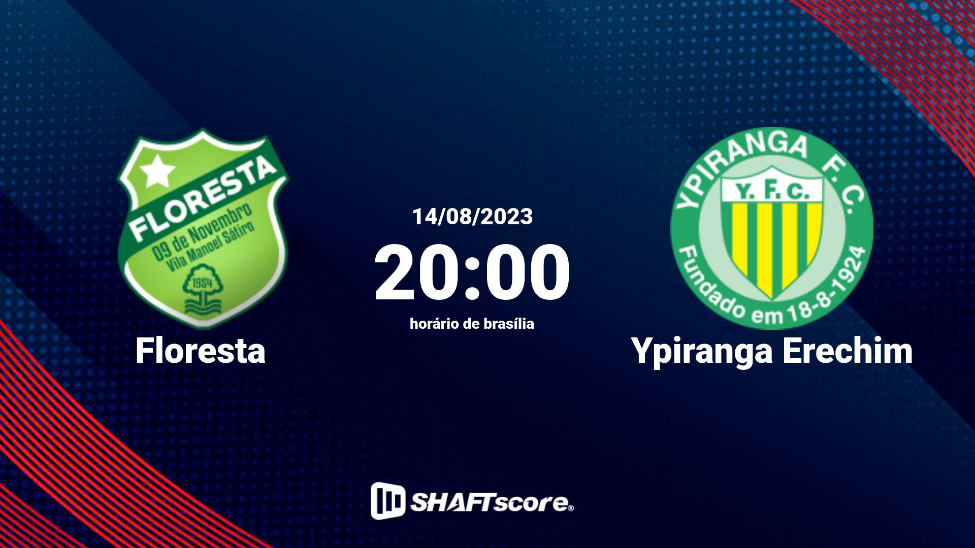 Estatísticas do jogo Floresta vs Ypiranga Erechim 14.08 20:00