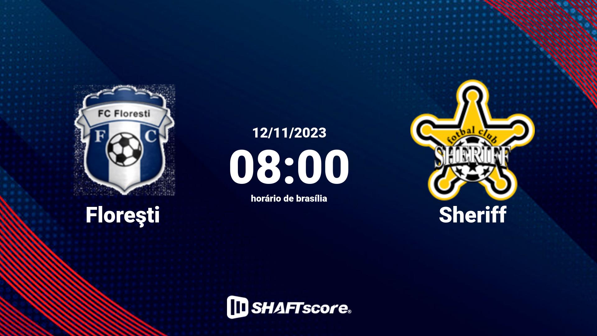 Estatísticas do jogo Floreşti vs Sheriff 12.11 08:00