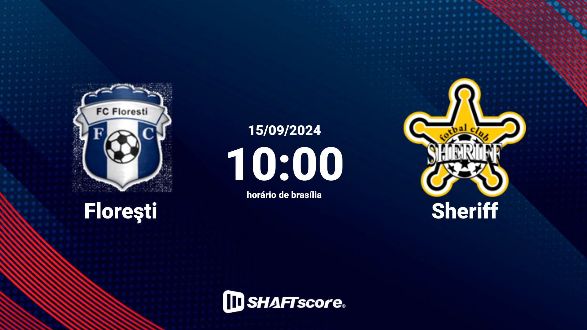 Estatísticas do jogo Floreşti vs Sheriff 15.09 10:00