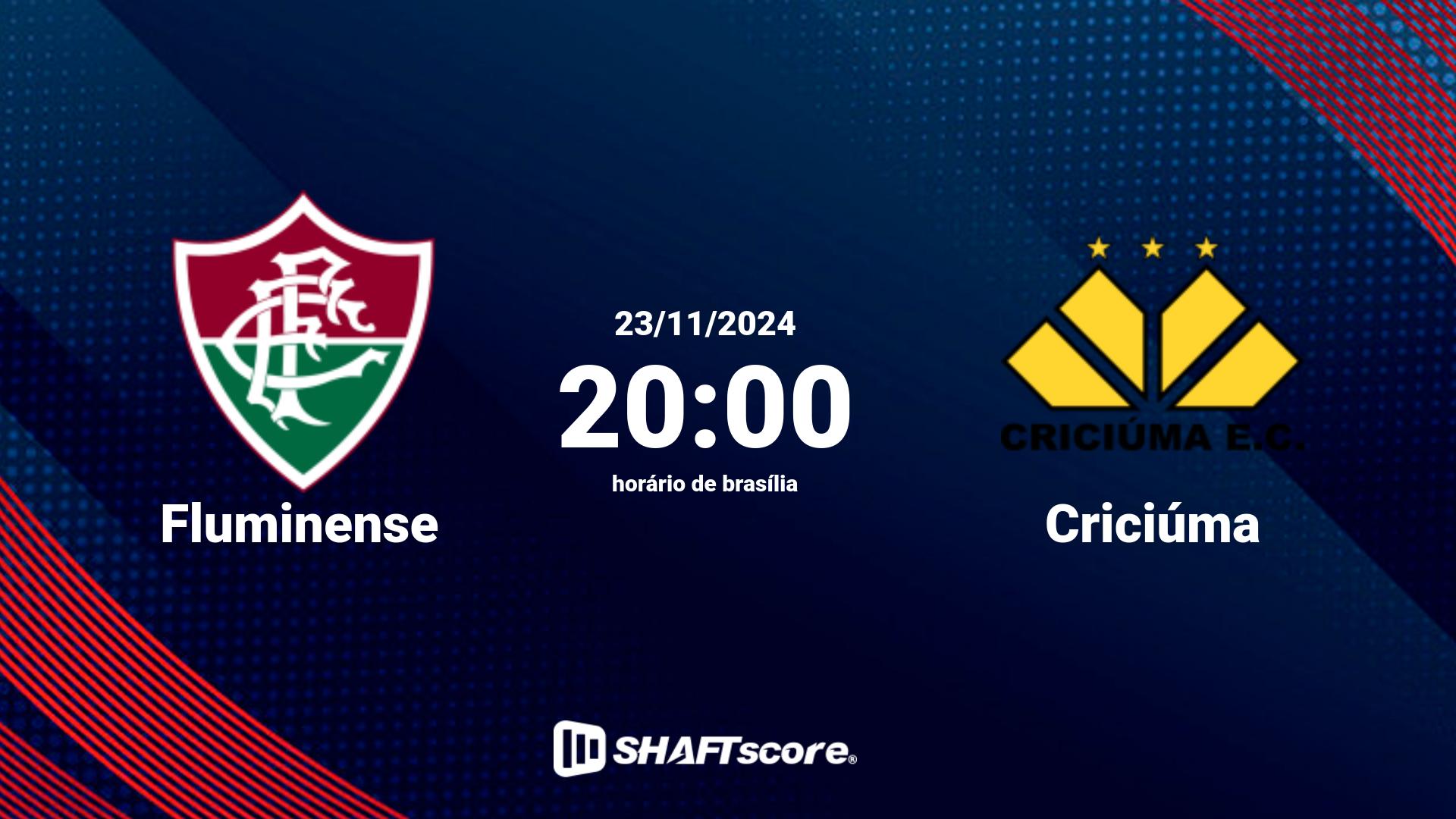 Estatísticas do jogo Fluminense vs Criciúma 23.11 20:00