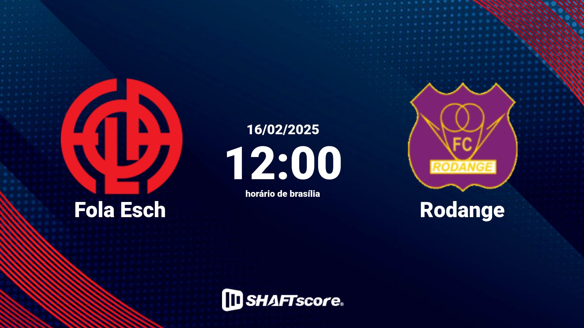 Estatísticas do jogo Fola Esch vs Rodange 16.02 12:00