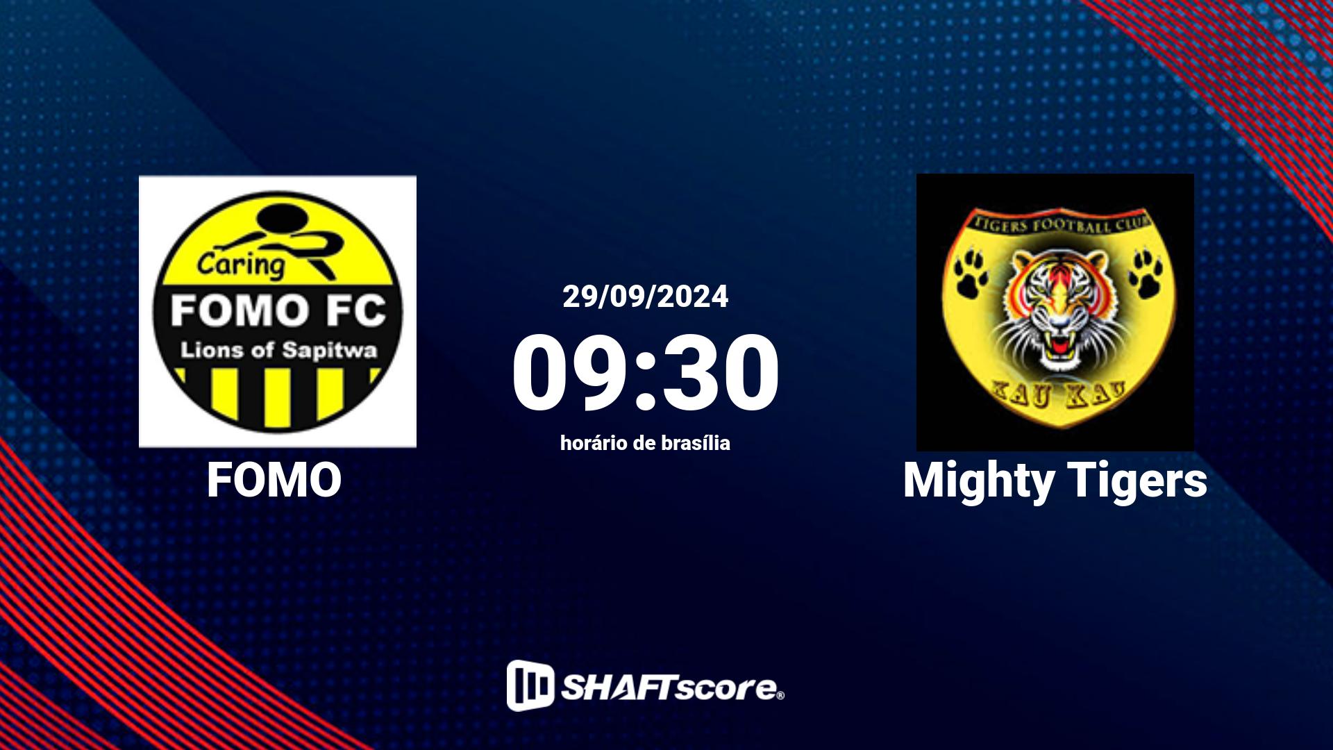 Estatísticas do jogo FOMO vs Mighty Tigers 15.09 09:30