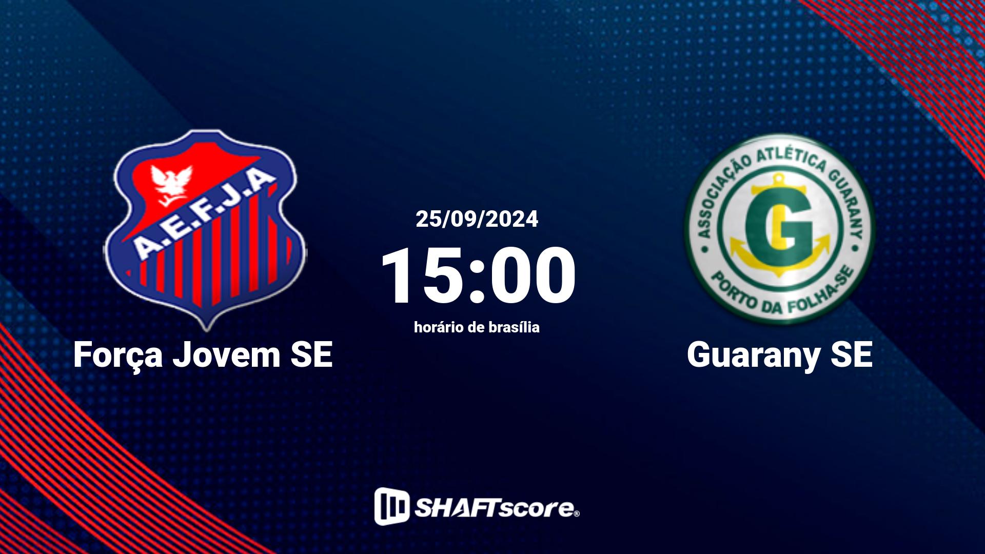 Estatísticas do jogo Força Jovem SE vs Guarany SE 25.09 15:00