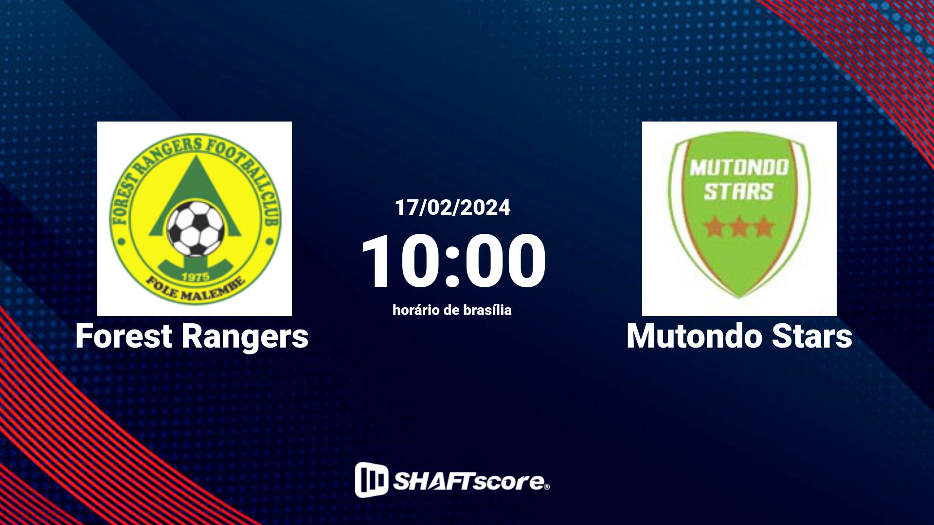 Estatísticas do jogo Forest Rangers vs Mutondo Stars 17.02 10:00