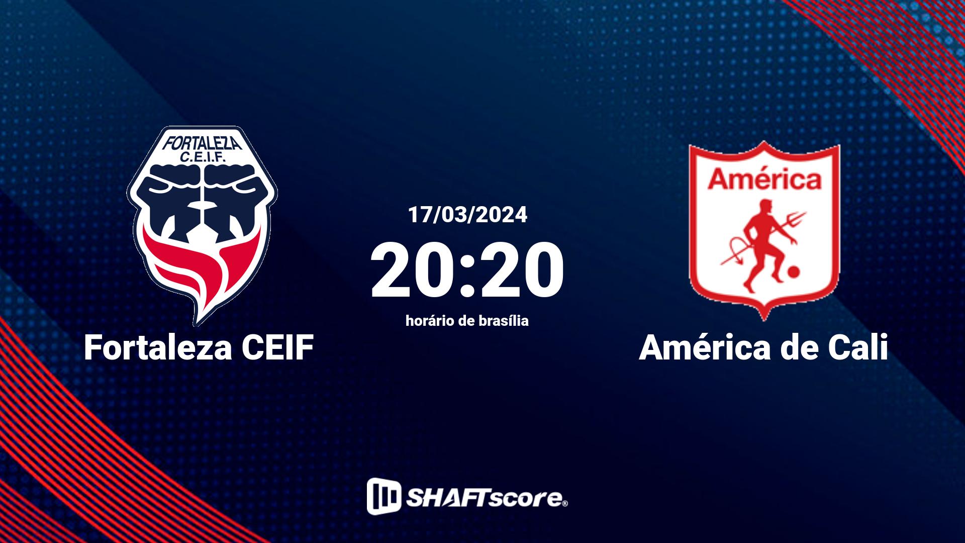 Estatísticas do jogo Fortaleza CEIF vs América de Cali 17.03 20:20