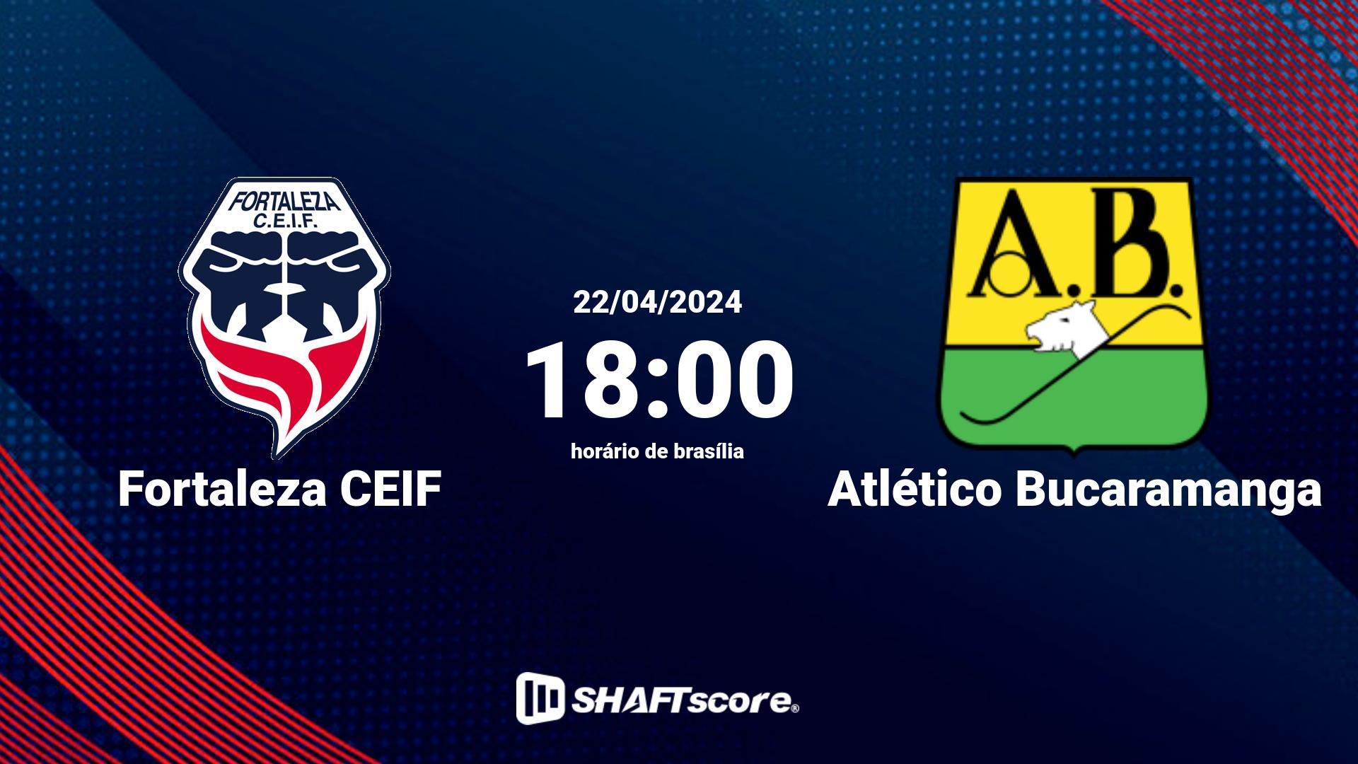 Estatísticas do jogo Fortaleza CEIF vs Atlético Bucaramanga 22.04 18:00