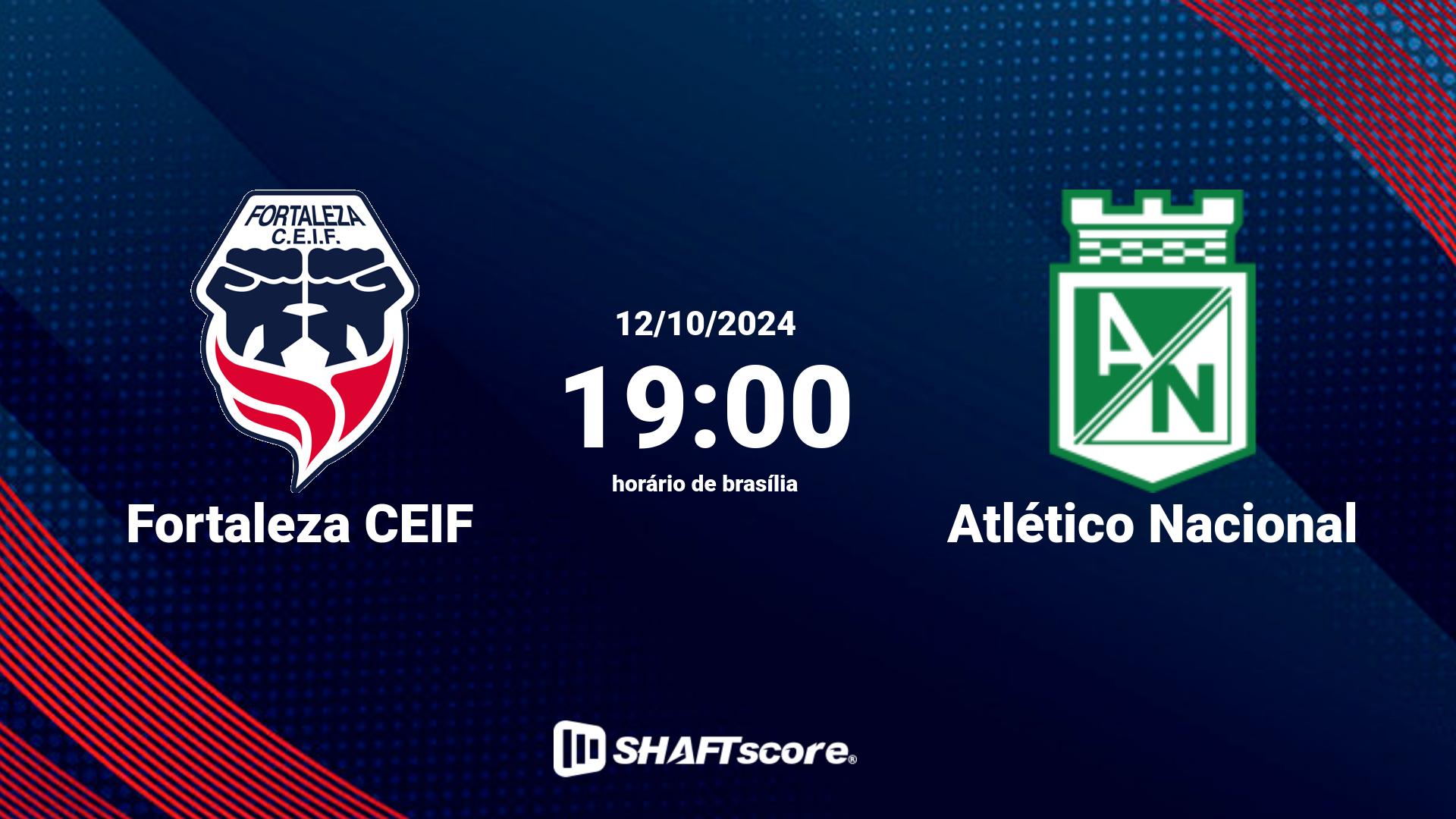 Estatísticas do jogo Fortaleza CEIF vs Atlético Nacional 12.10 19:00