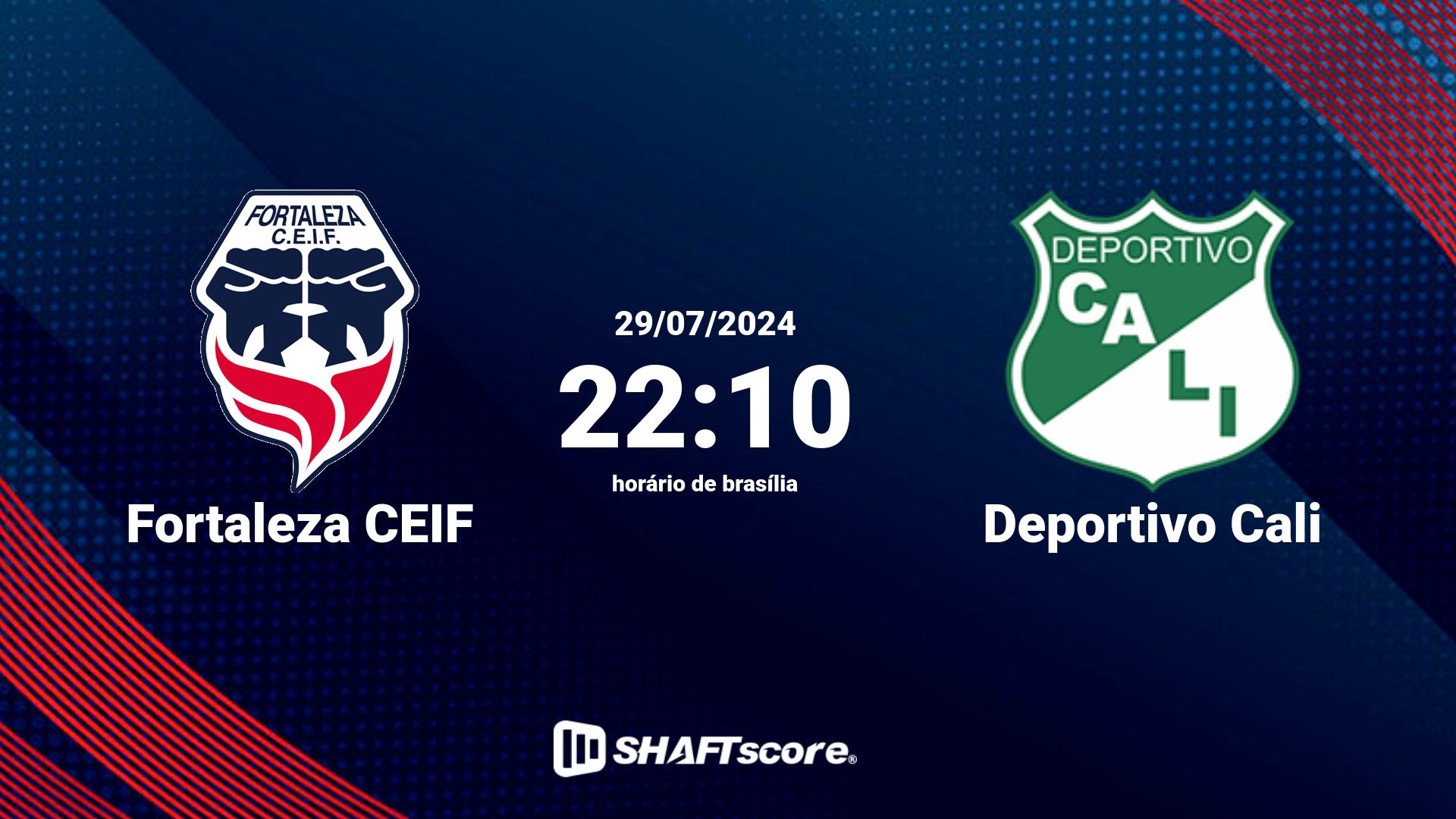 Estatísticas do jogo Fortaleza CEIF vs Deportivo Cali 29.07 22:10