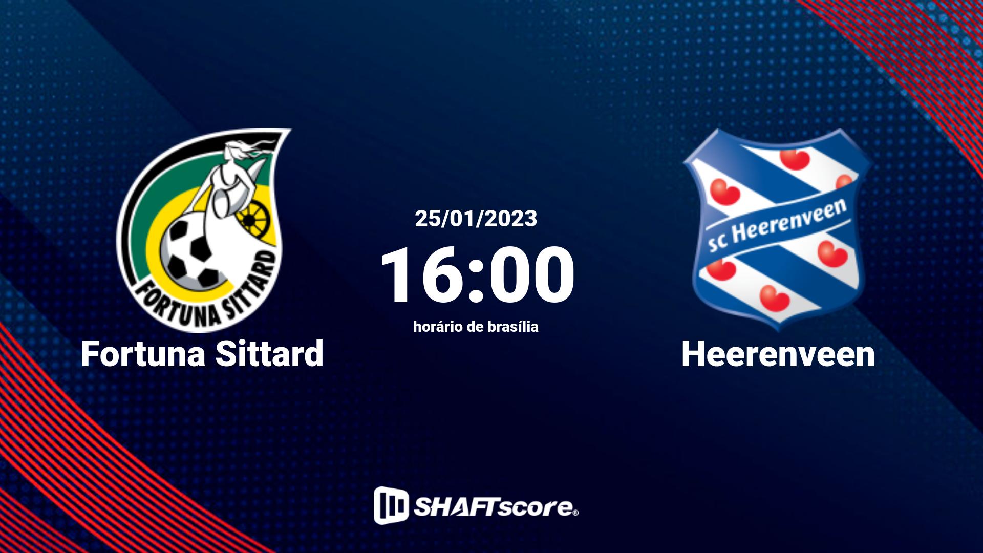 Estatísticas do jogo Fortuna Sittard vs Heerenveen 25.01 16:00