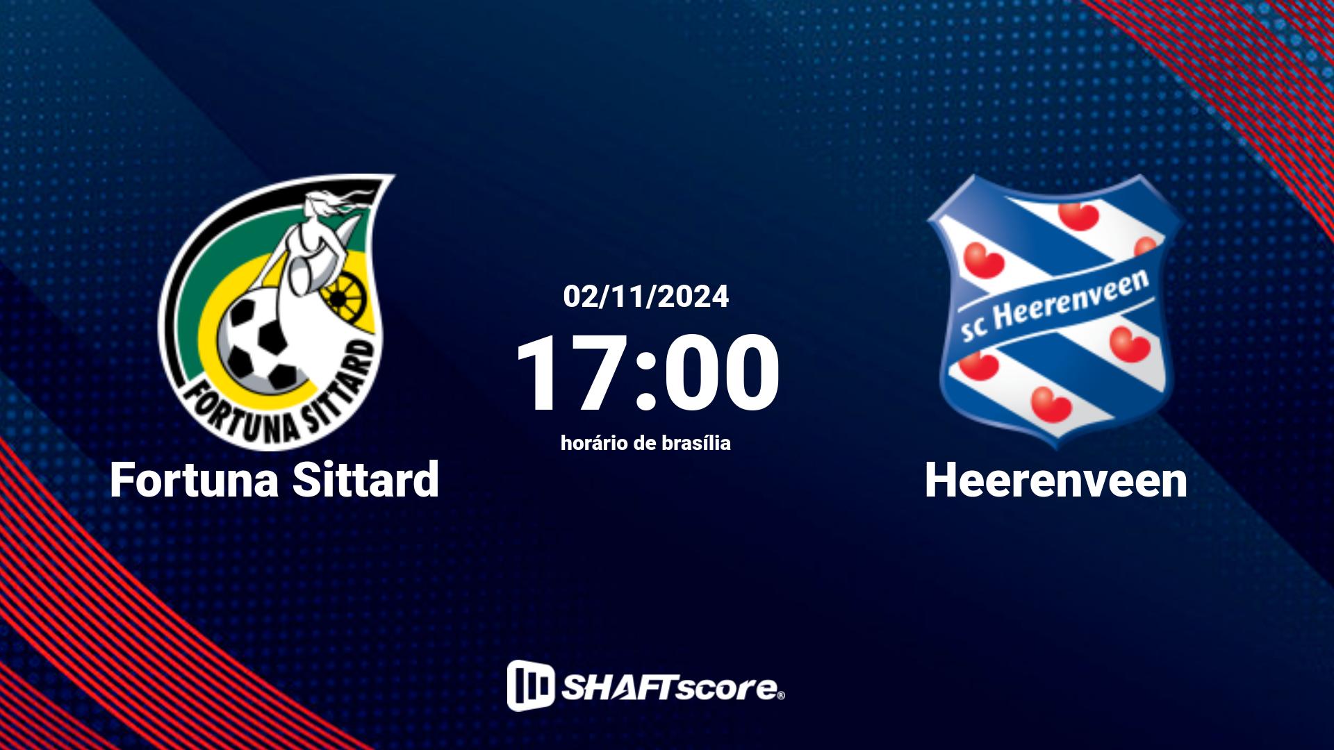 Estatísticas do jogo Fortuna Sittard vs Heerenveen 02.11 17:00