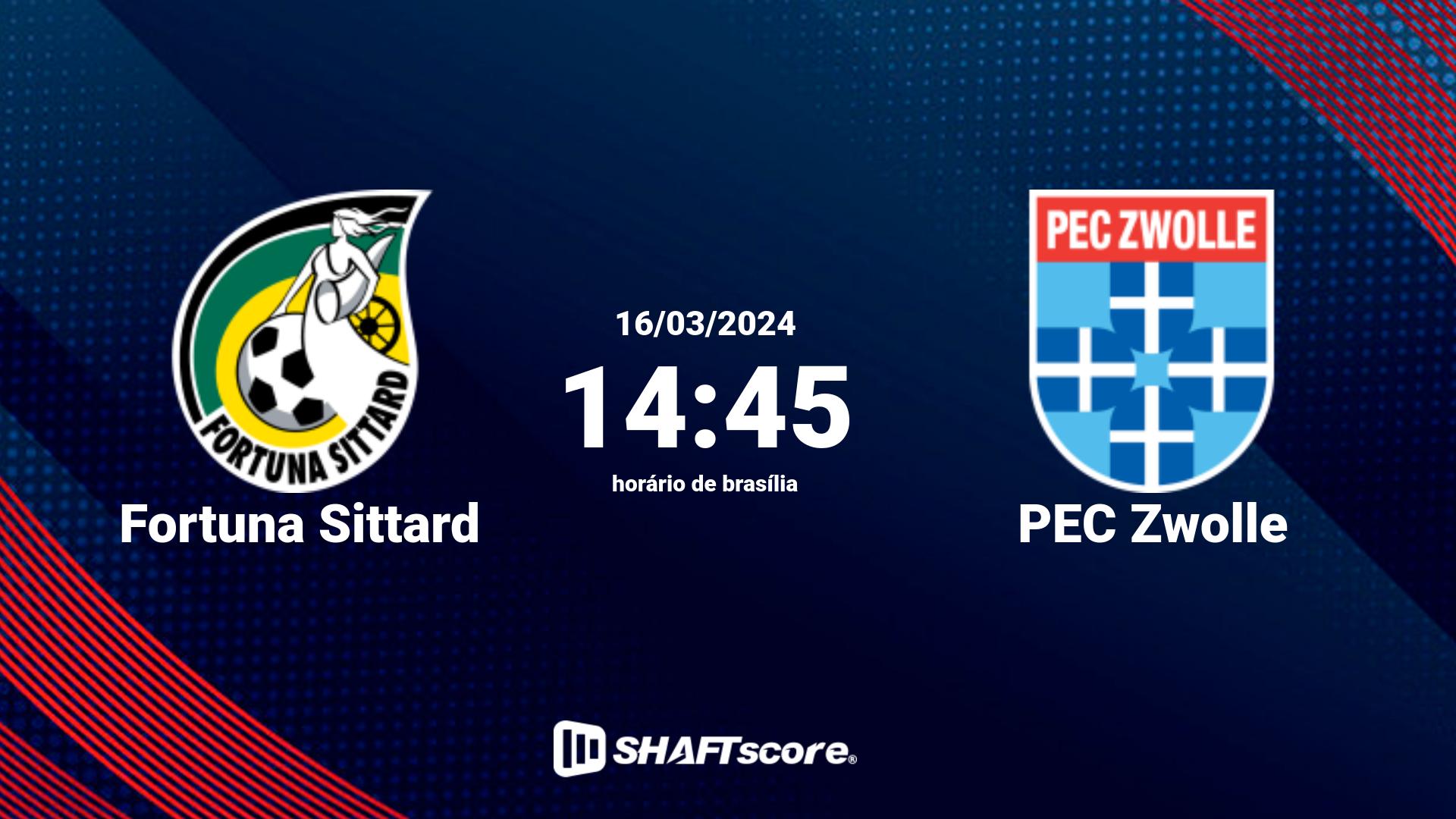 Estatísticas do jogo Fortuna Sittard vs PEC Zwolle 16.03 14:45