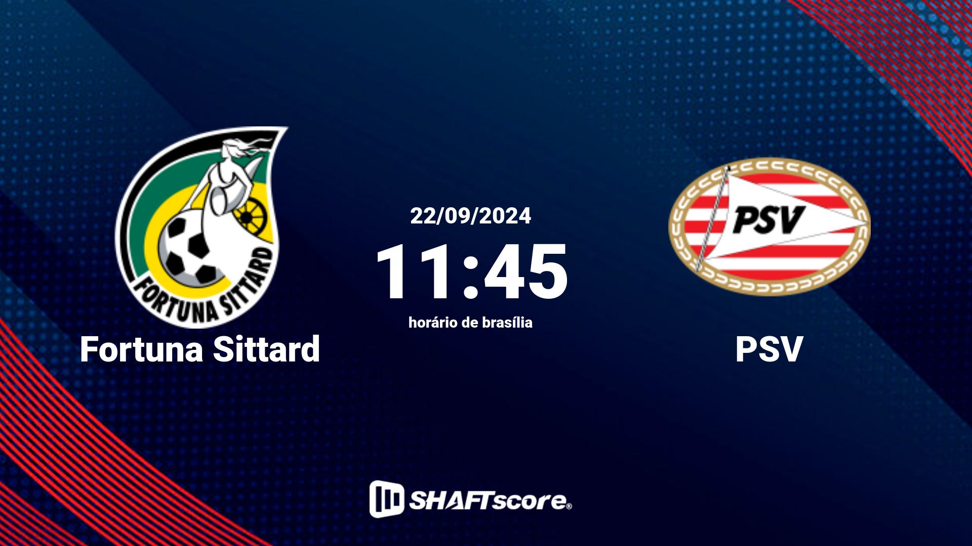 Estatísticas do jogo Fortuna Sittard vs PSV 22.09 11:45