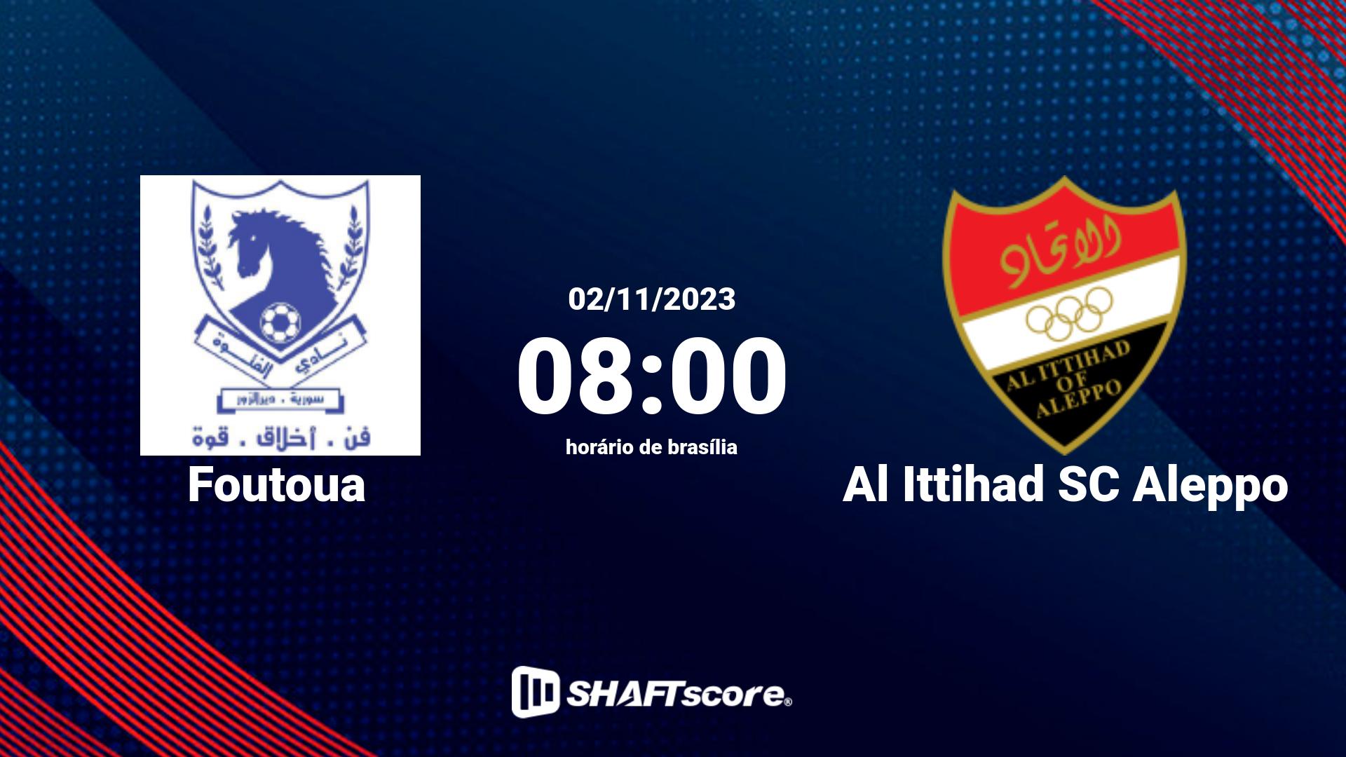 Estatísticas do jogo Foutoua vs Al Ittihad SC Aleppo 02.11 08:00