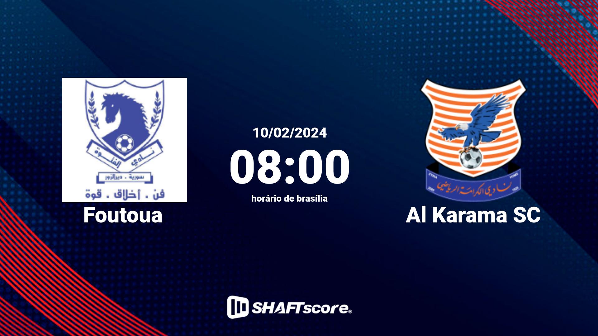 Estatísticas do jogo Foutoua vs Al Karama SC 10.02 08:00