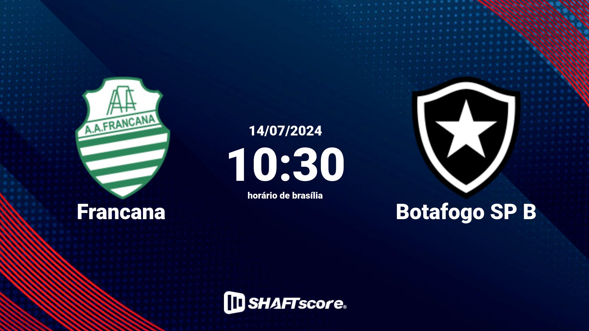 Estatísticas do jogo Francana vs Botafogo SP B 14.07 10:30