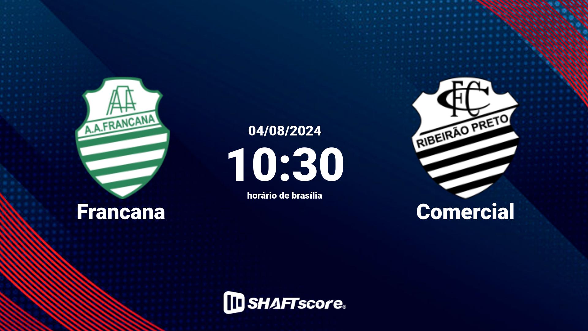 Estatísticas do jogo Francana vs Comercial 04.08 10:30