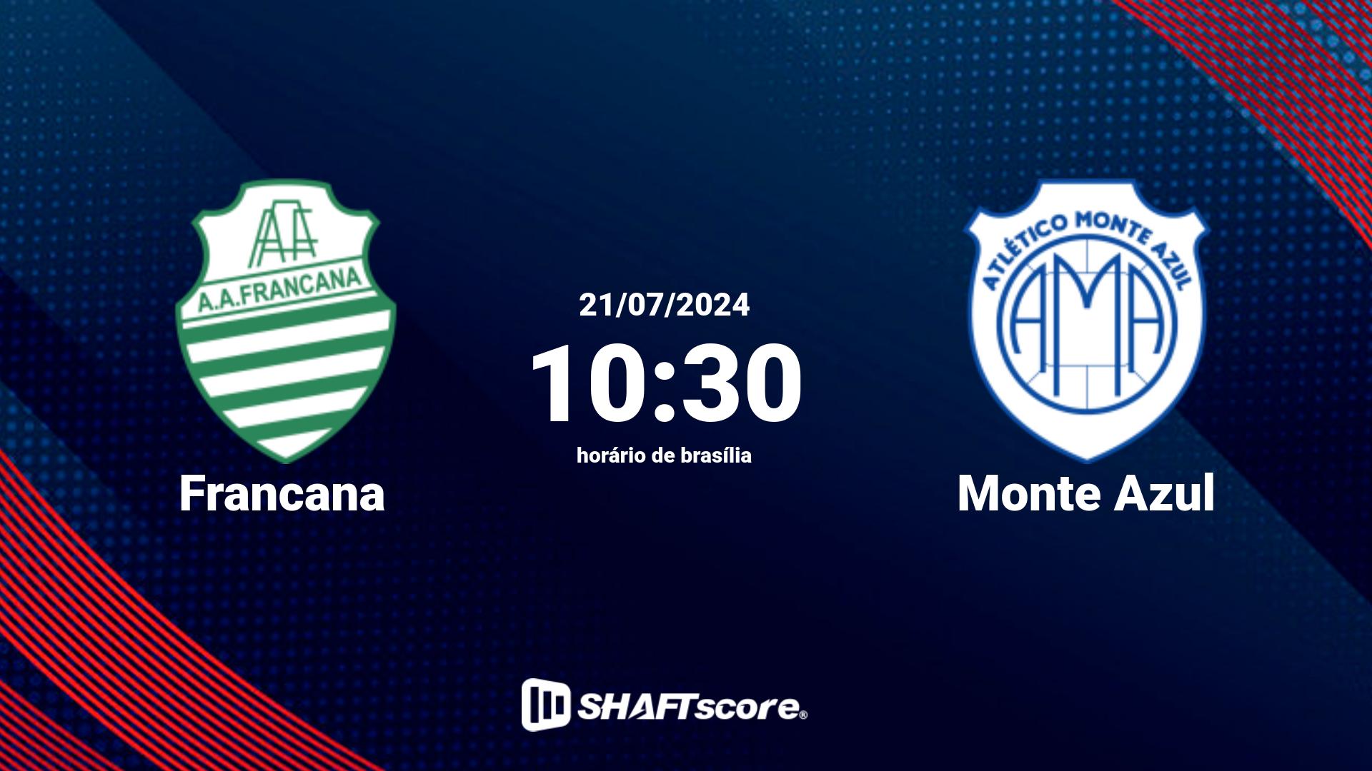 Estatísticas do jogo Francana vs Monte Azul 21.07 10:30