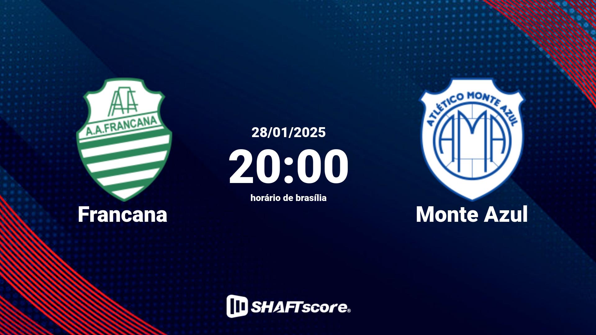 Estatísticas do jogo Francana vs Monte Azul 28.01 20:00