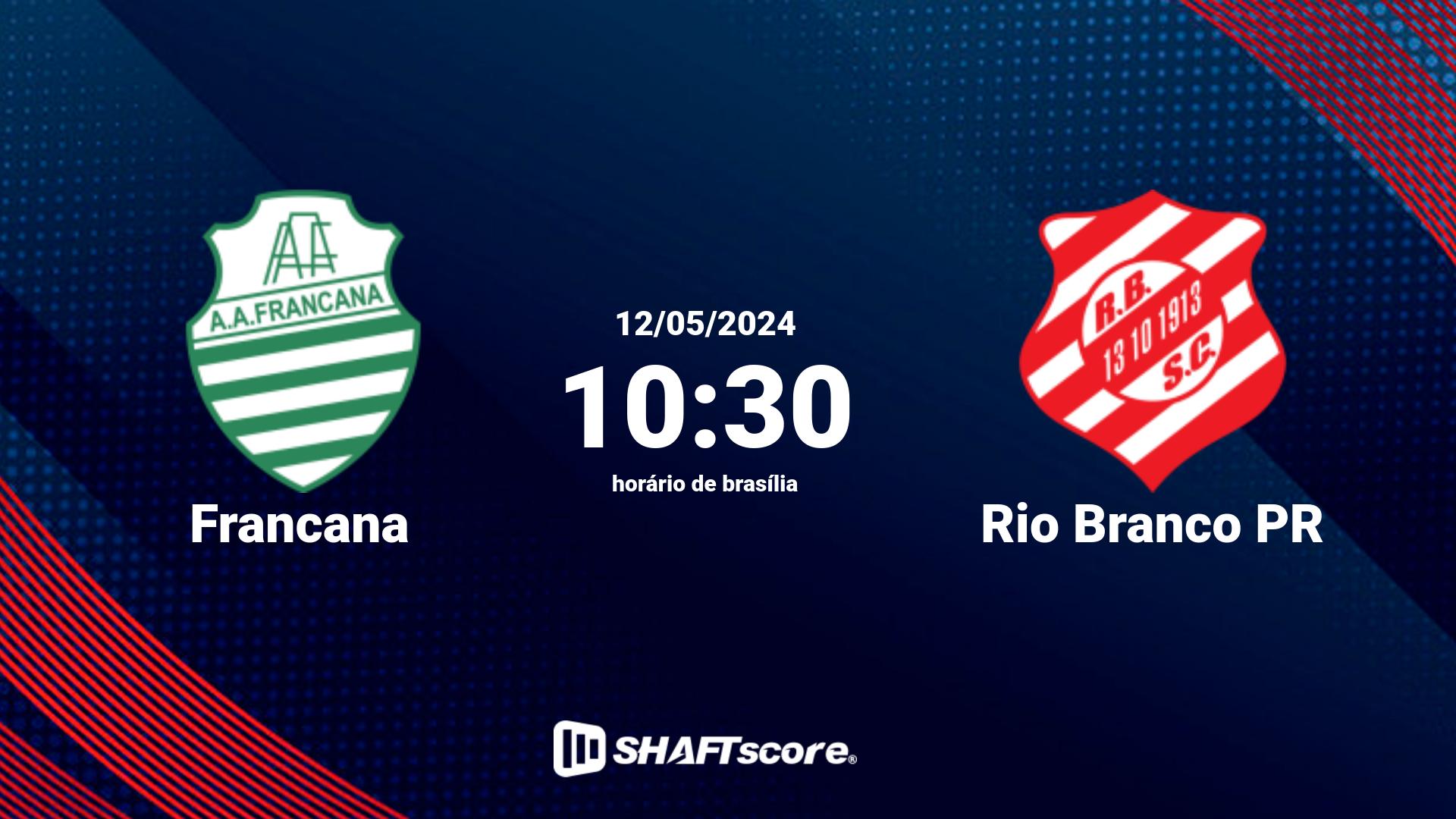 Estatísticas do jogo Francana vs Rio Branco PR 12.05 10:30