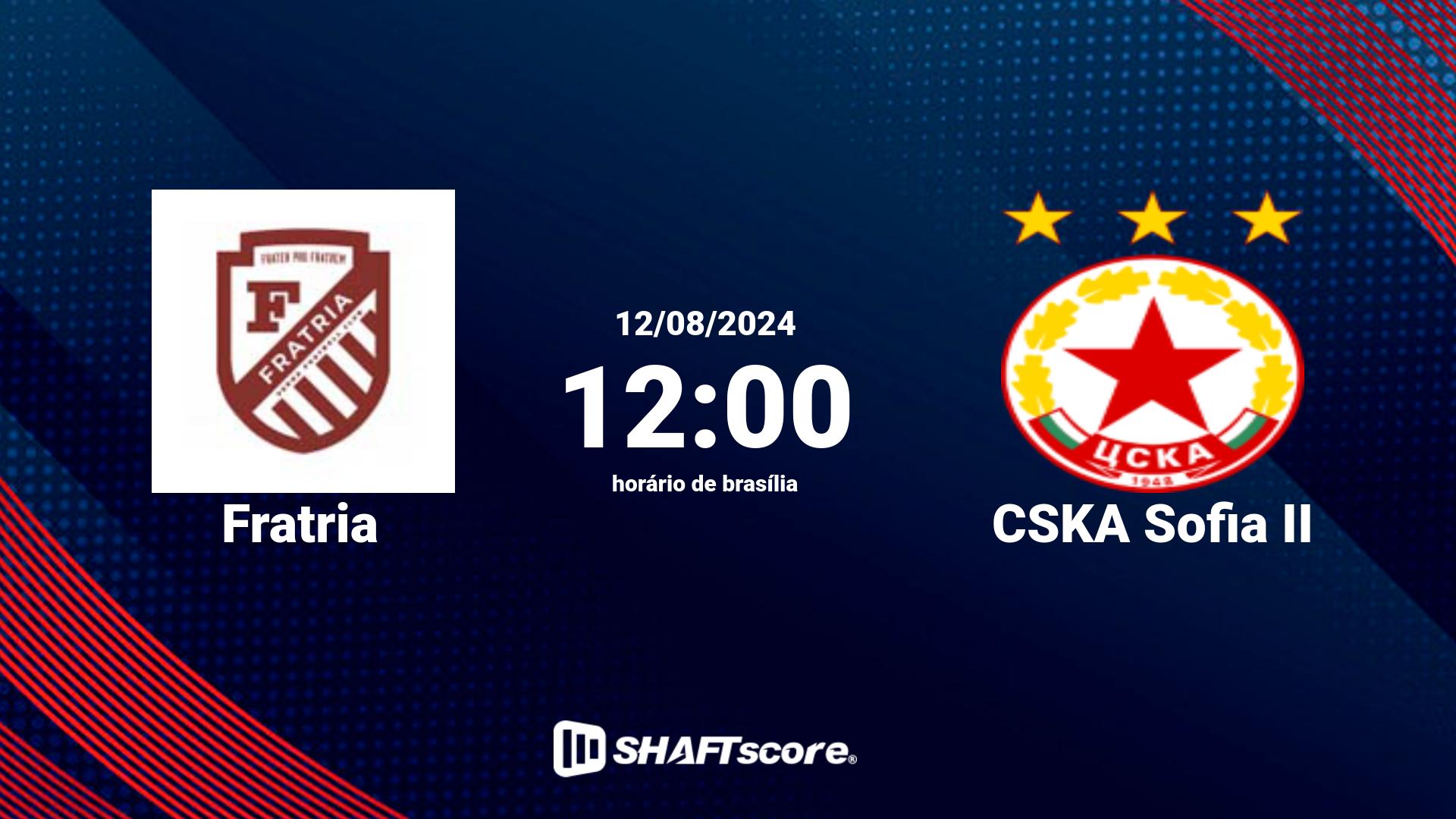 Estatísticas do jogo Fratria vs CSKA Sofia II 12.08 12:00