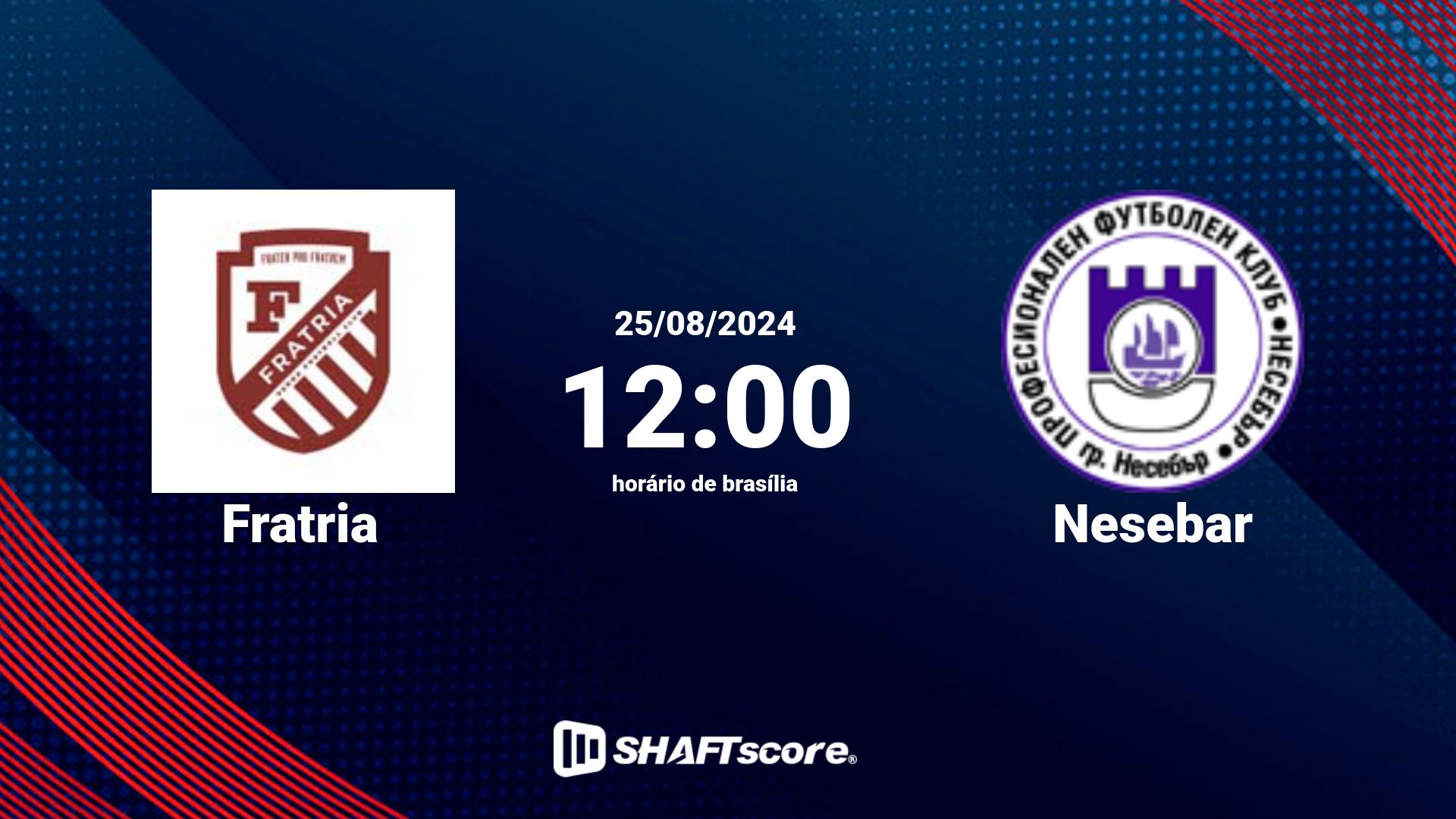 Estatísticas do jogo Fratria vs Nesebar 25.08 12:00