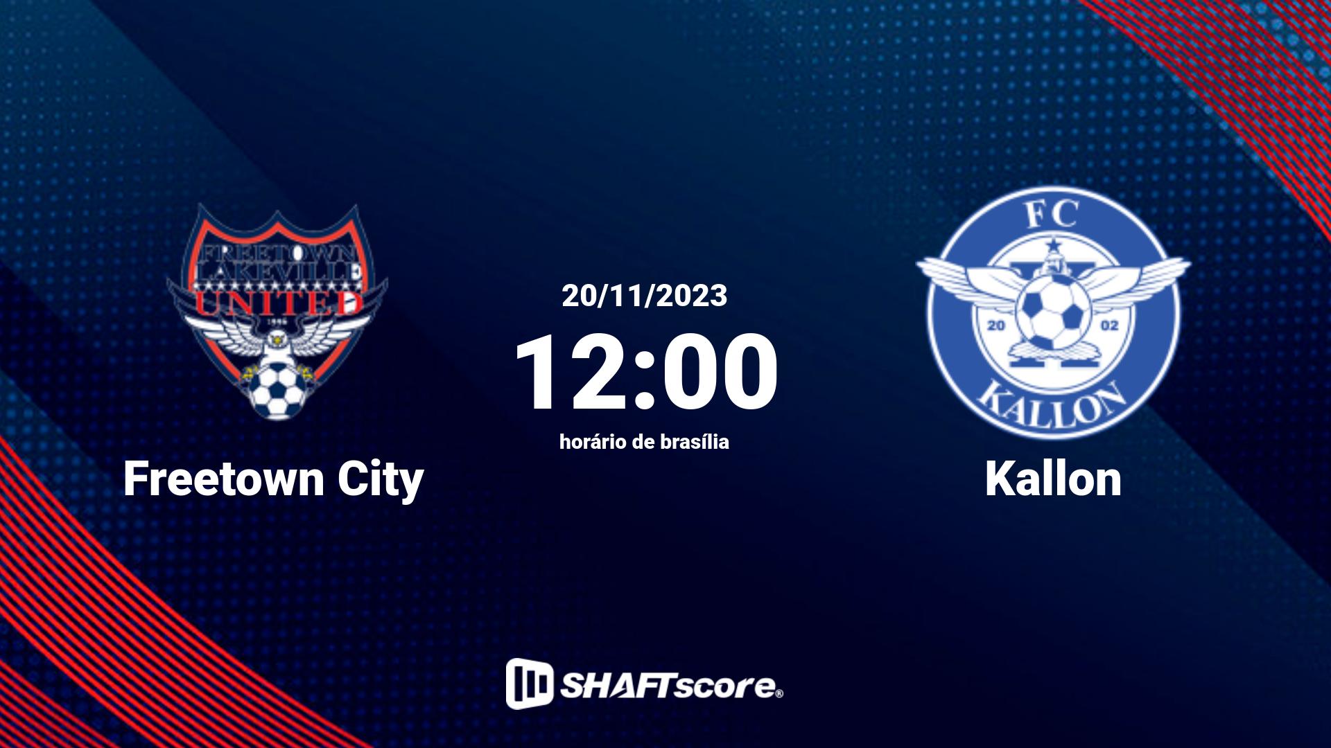 Estatísticas do jogo Freetown City vs Kallon 20.11 12:00