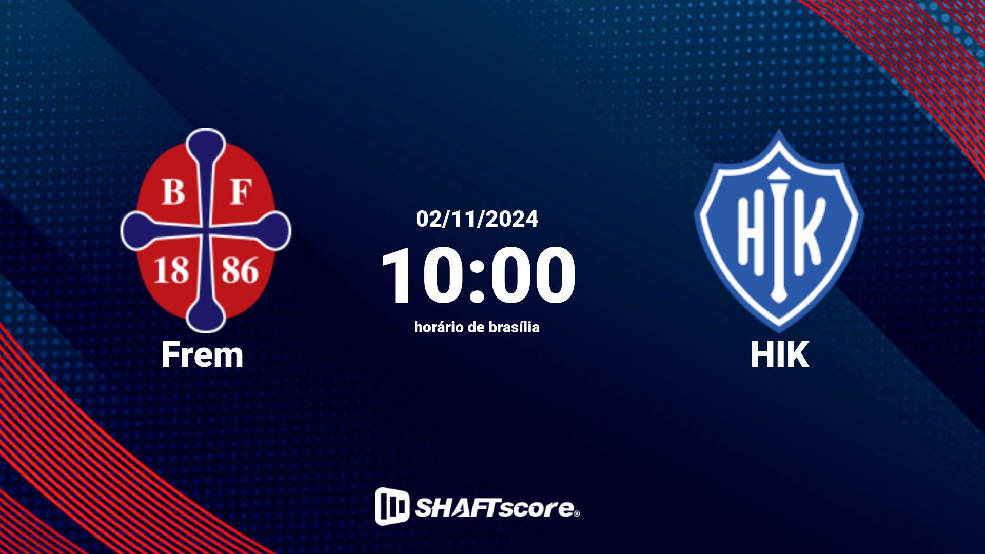 Estatísticas do jogo Frem vs HIK 02.11 10:00