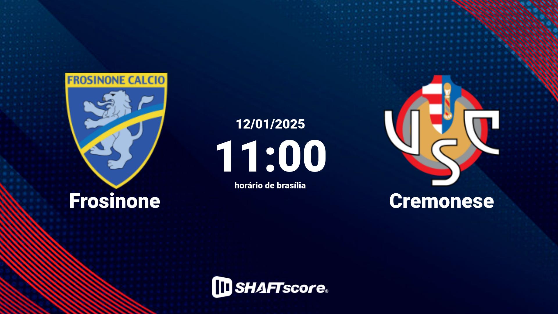 Estatísticas do jogo Frosinone vs Cremonese 12.01 11:00