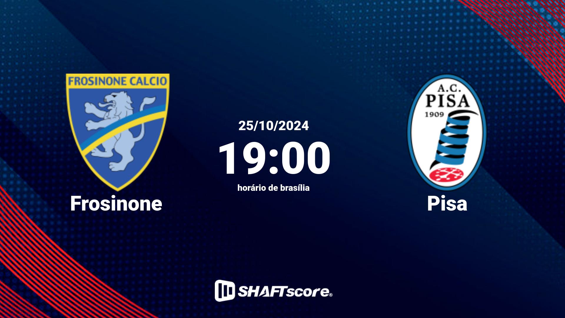 Estatísticas do jogo Frosinone vs Pisa 25.10 19:00