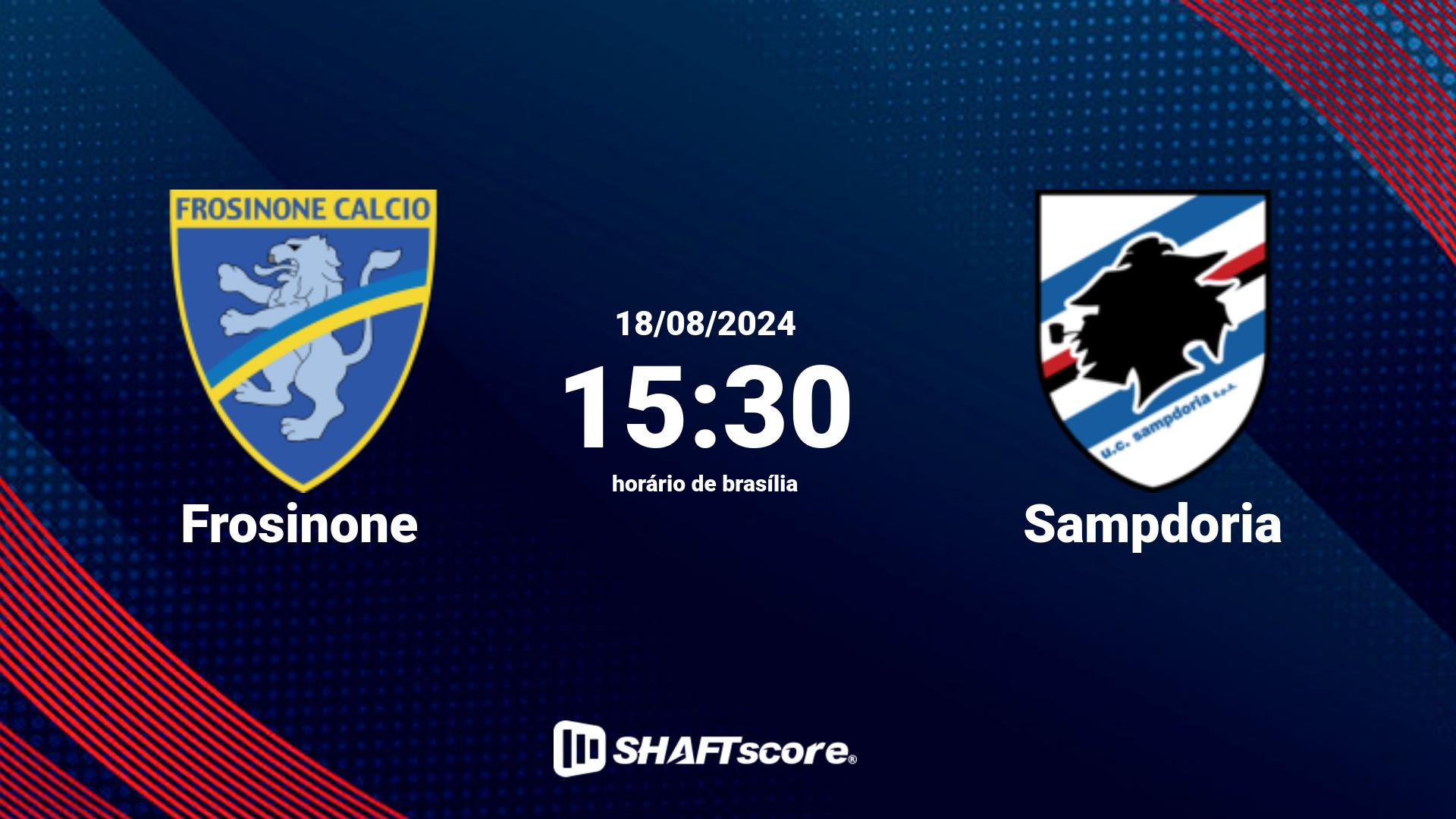 Estatísticas do jogo Frosinone vs Sampdoria 18.08 15:30