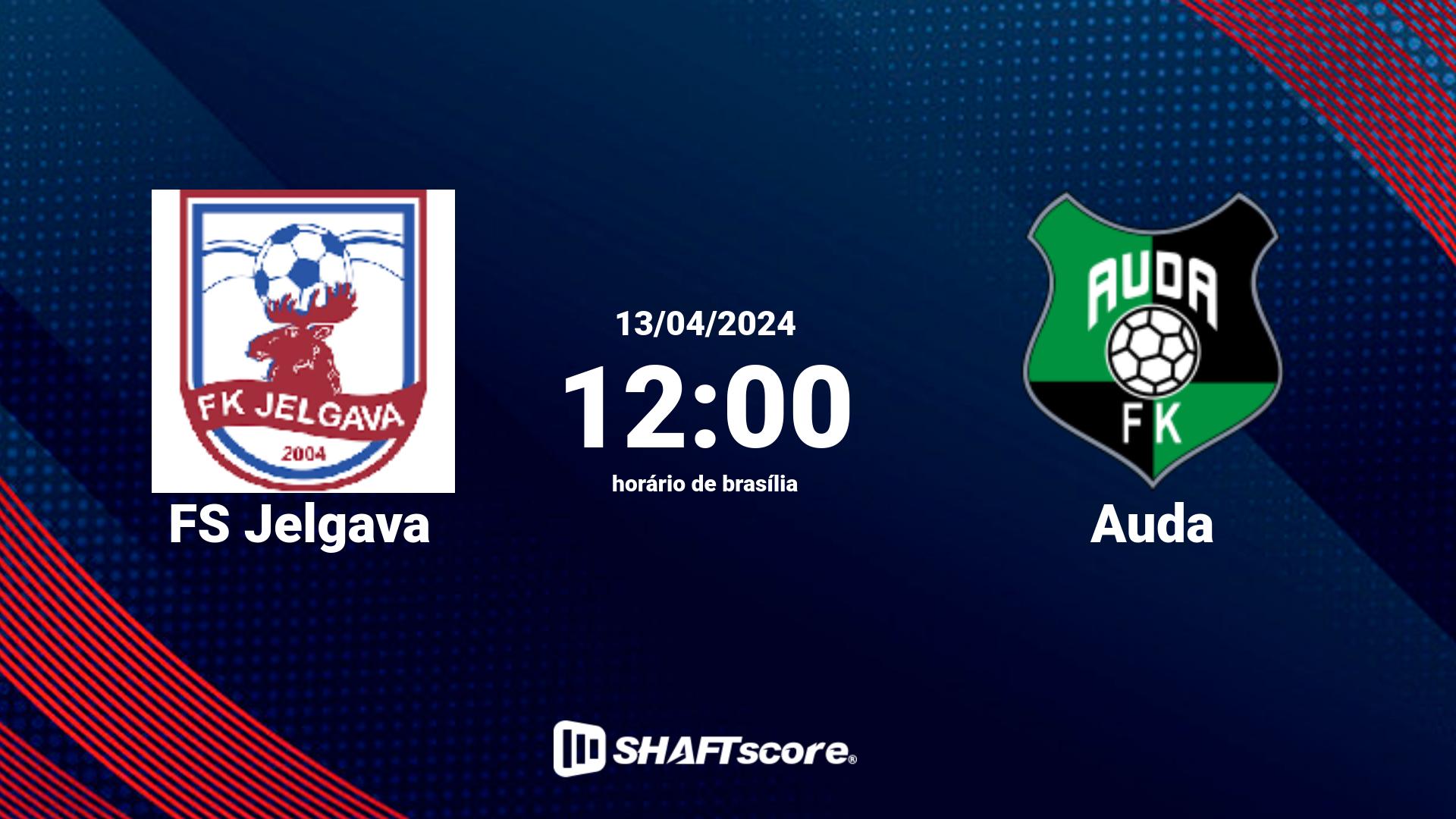 Estatísticas do jogo FS Jelgava vs Auda 13.04 12:00