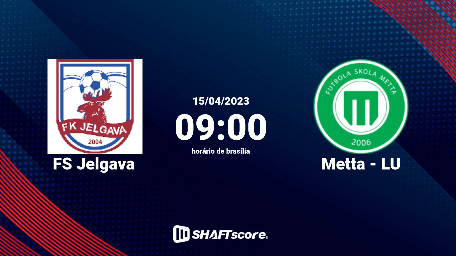 Estatísticas do jogo FS Jelgava vs Metta - LU 15.04 09:00