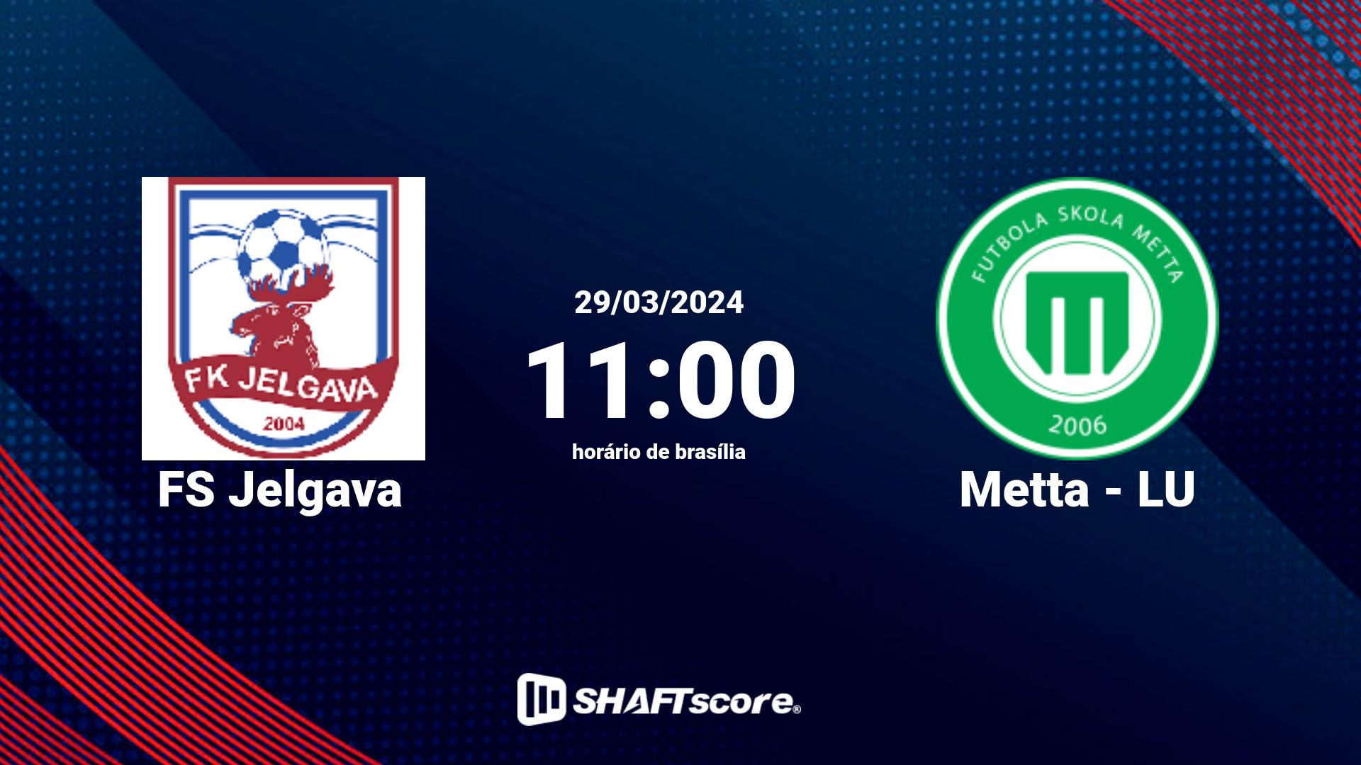 Estatísticas do jogo FS Jelgava vs Metta - LU 29.03 11:00