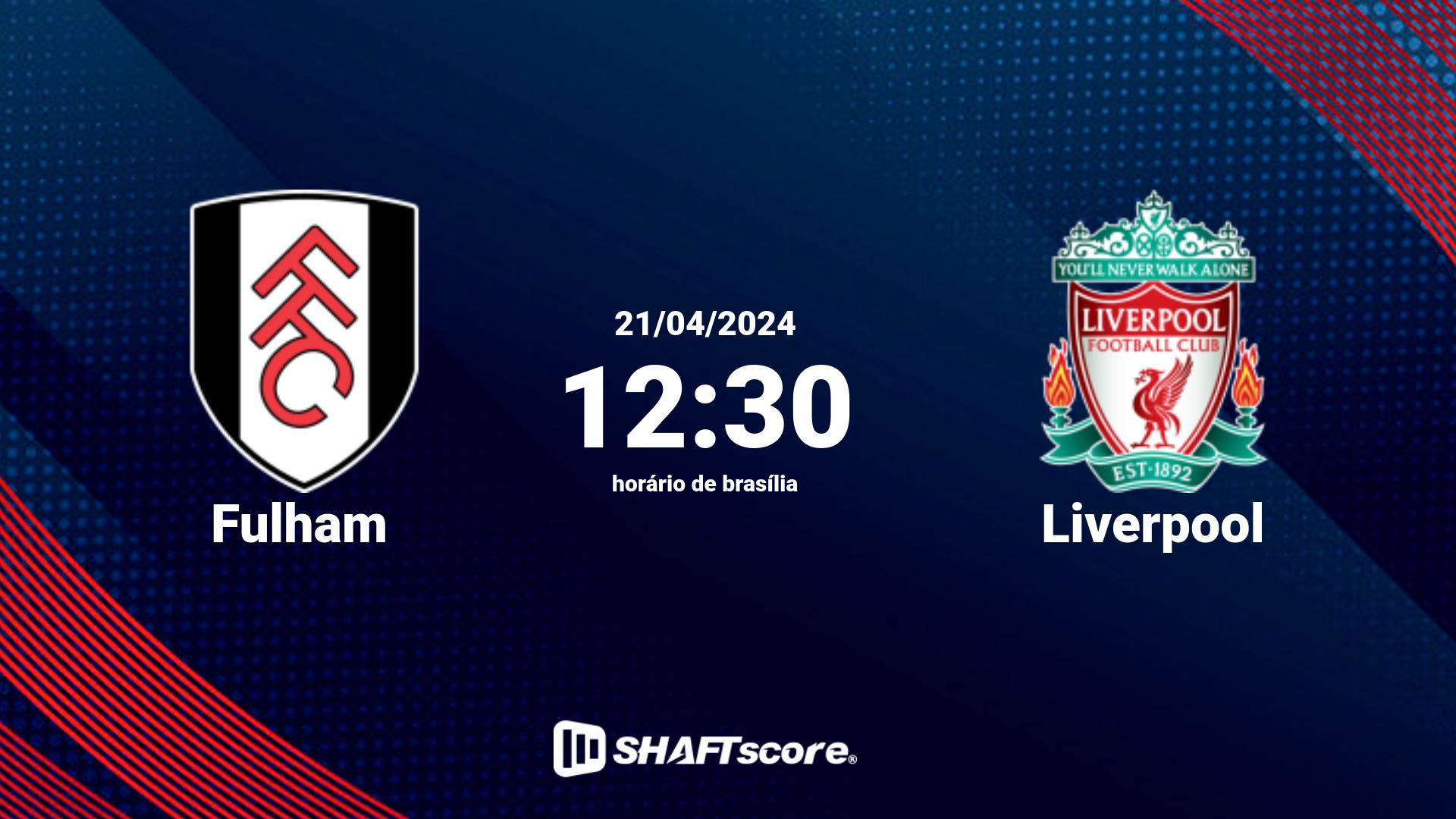 Estatísticas do jogo Fulham vs Liverpool 21.04 12:30