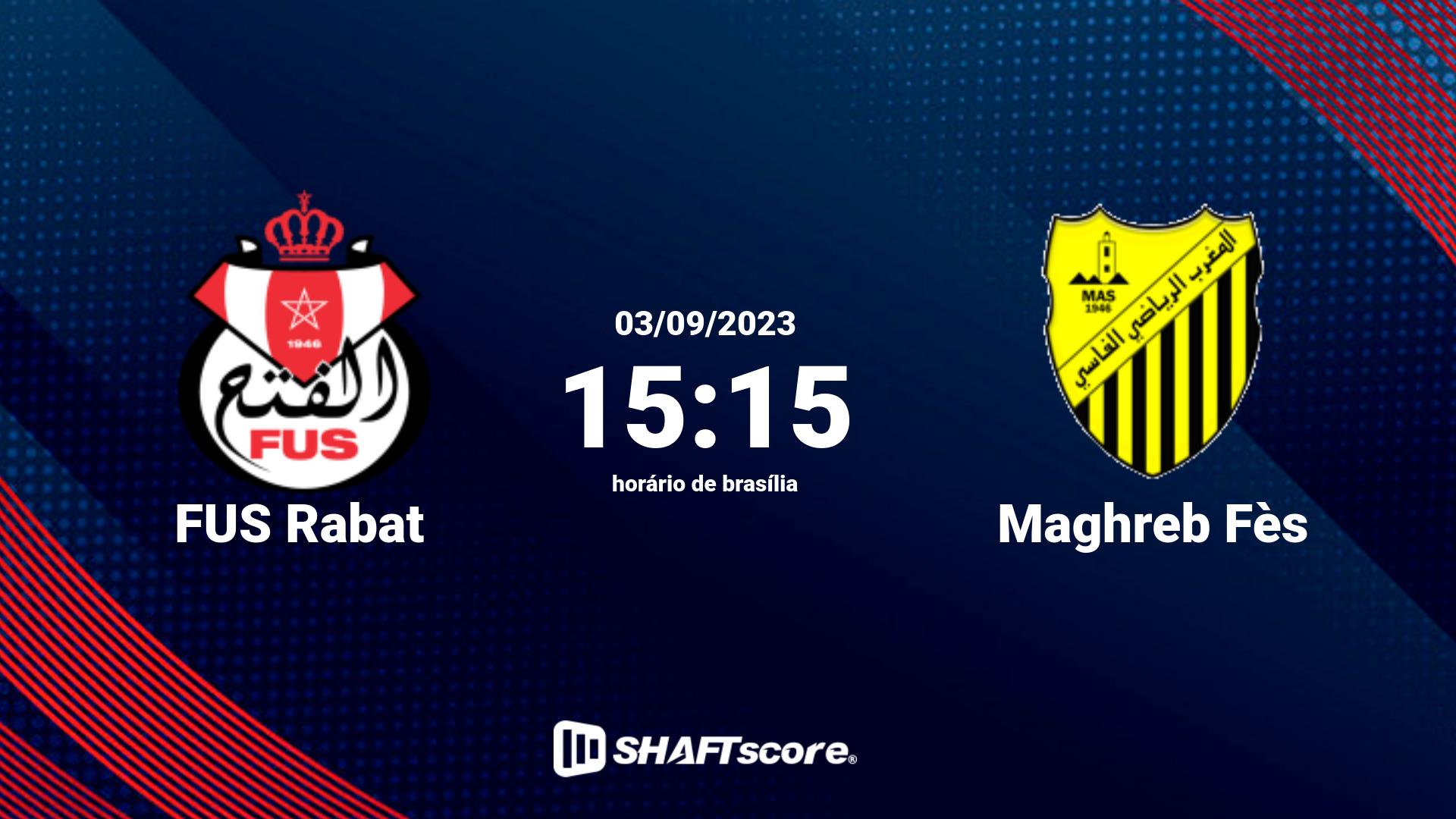 Estatísticas do jogo FUS Rabat vs Maghreb Fès 03.09 15:15