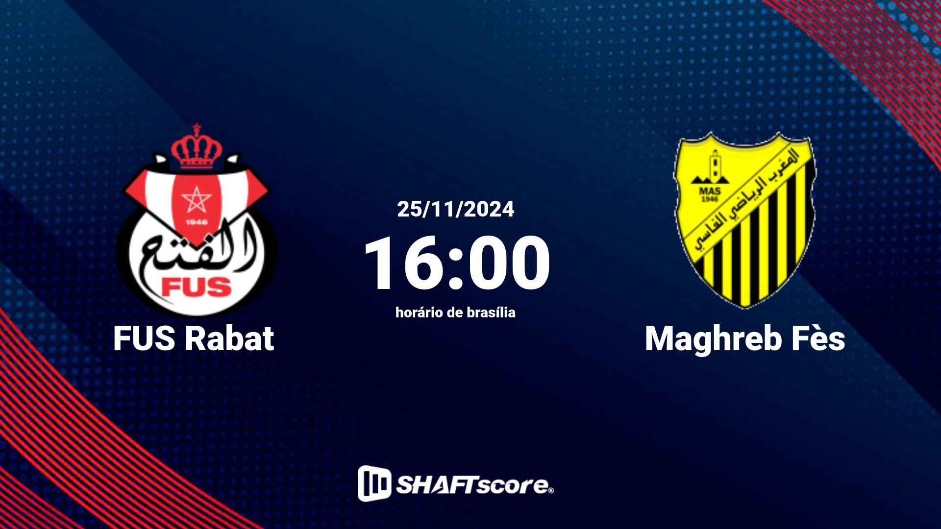 Estatísticas do jogo FUS Rabat vs Maghreb Fès 25.11 16:00