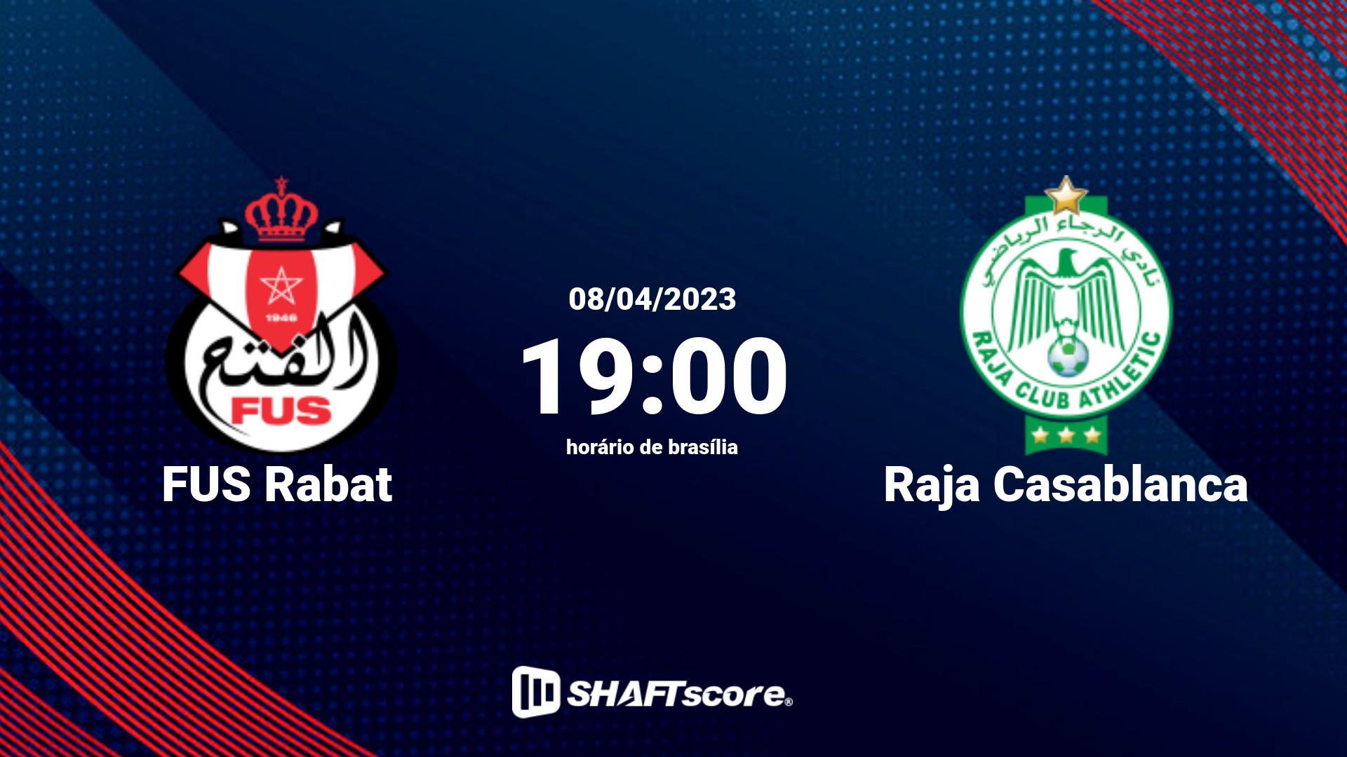 Estatísticas do jogo FUS Rabat vs Raja Casablanca 08.04 19:00