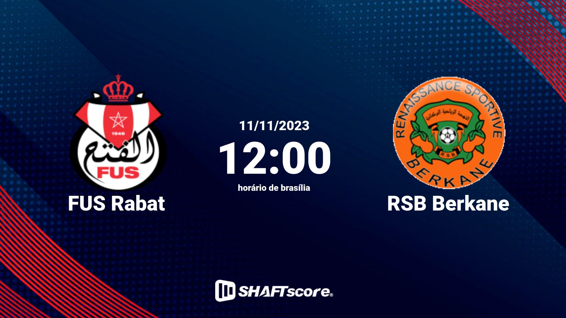 Estatísticas do jogo FUS Rabat vs RSB Berkane 11.11 12:00