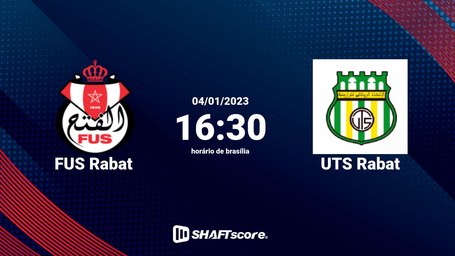 Estatísticas do jogo FUS Rabat vs UTS Rabat 04.01 16:30