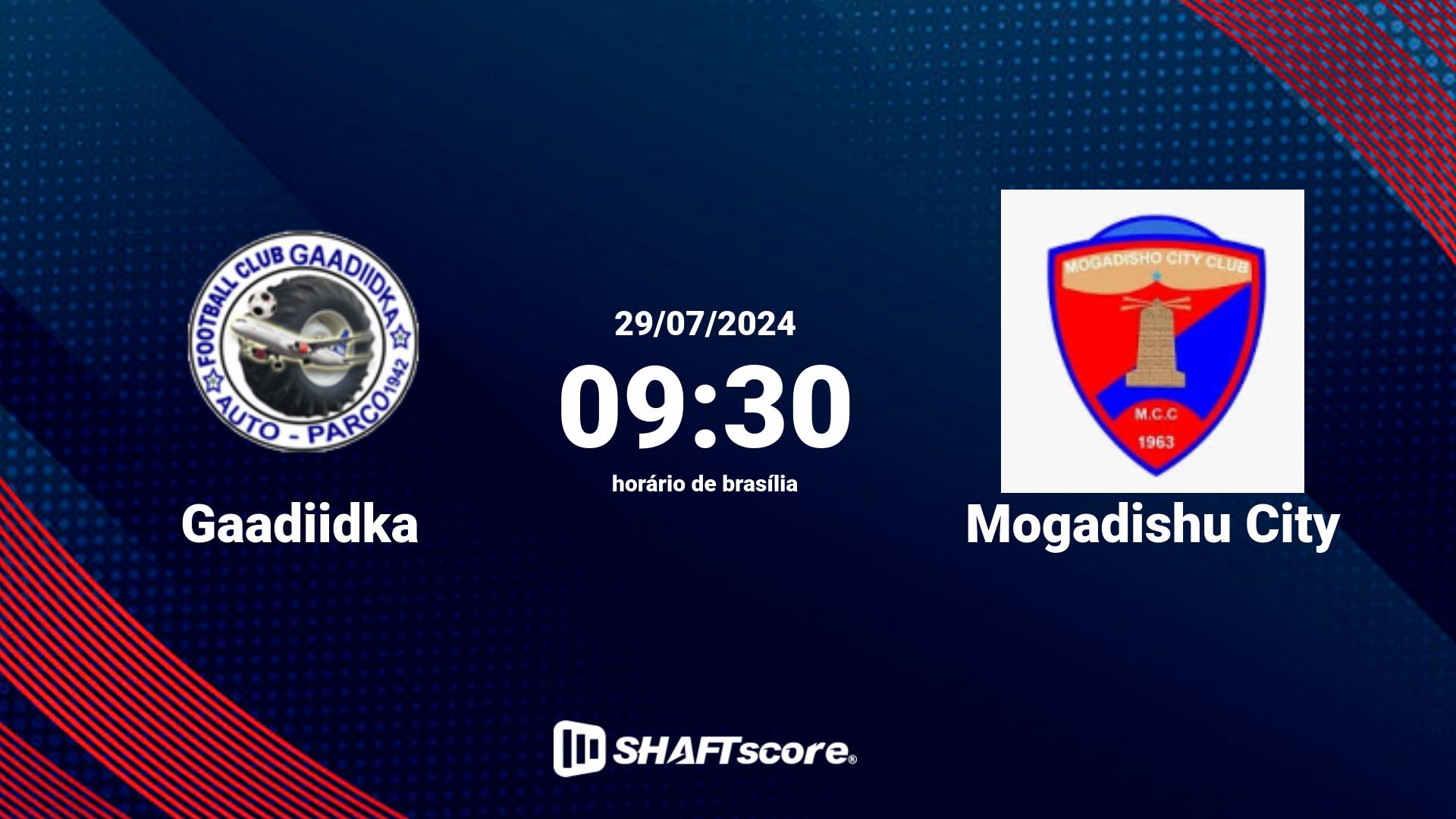 Estatísticas do jogo Gaadiidka vs Mogadishu City 29.07 09:30