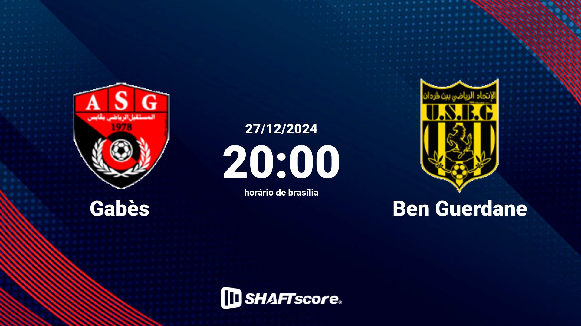 Estatísticas do jogo Gabès vs Ben Guerdane 27.12 20:00