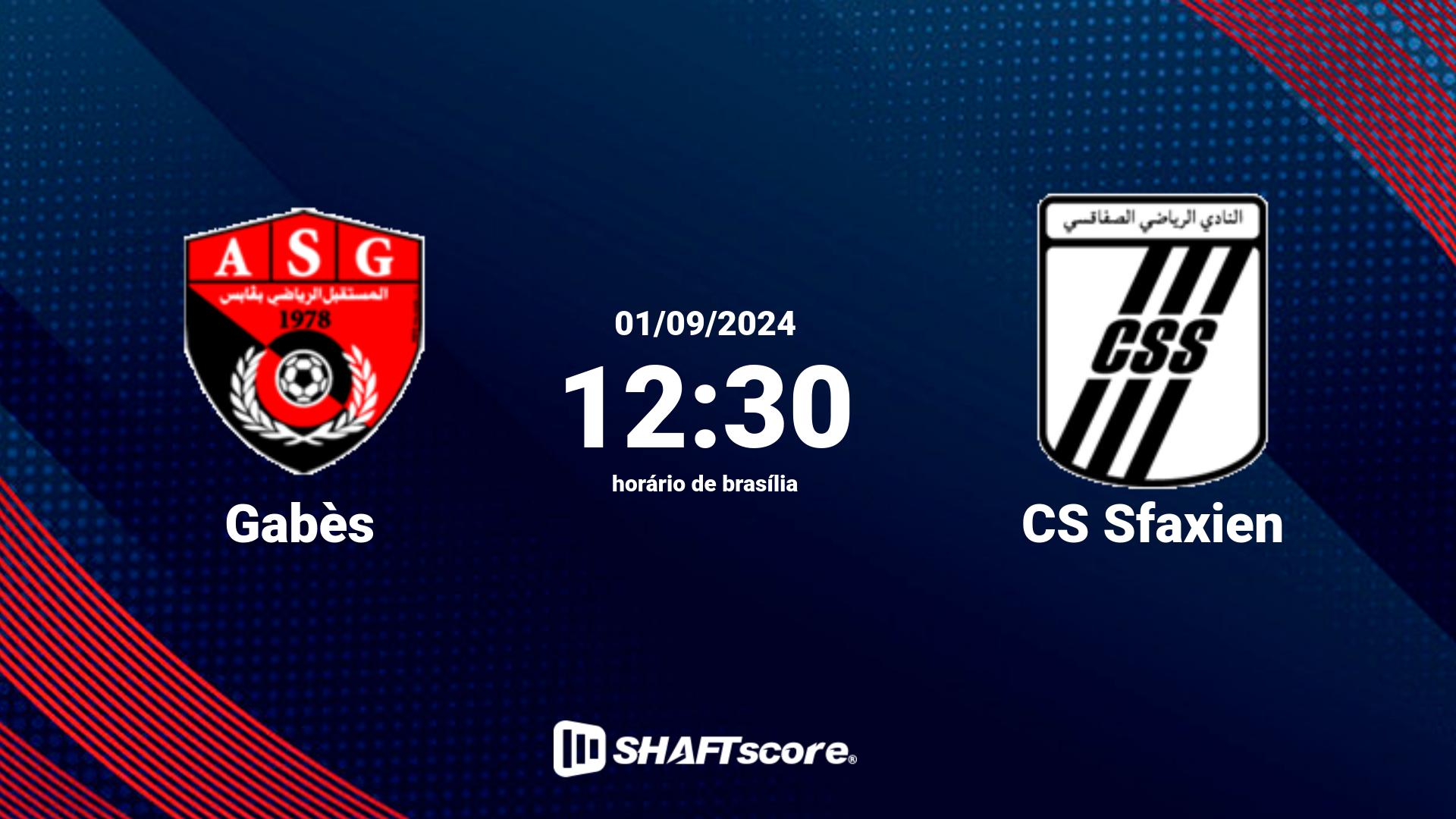 Estatísticas do jogo Gabès vs CS Sfaxien 01.09 12:30